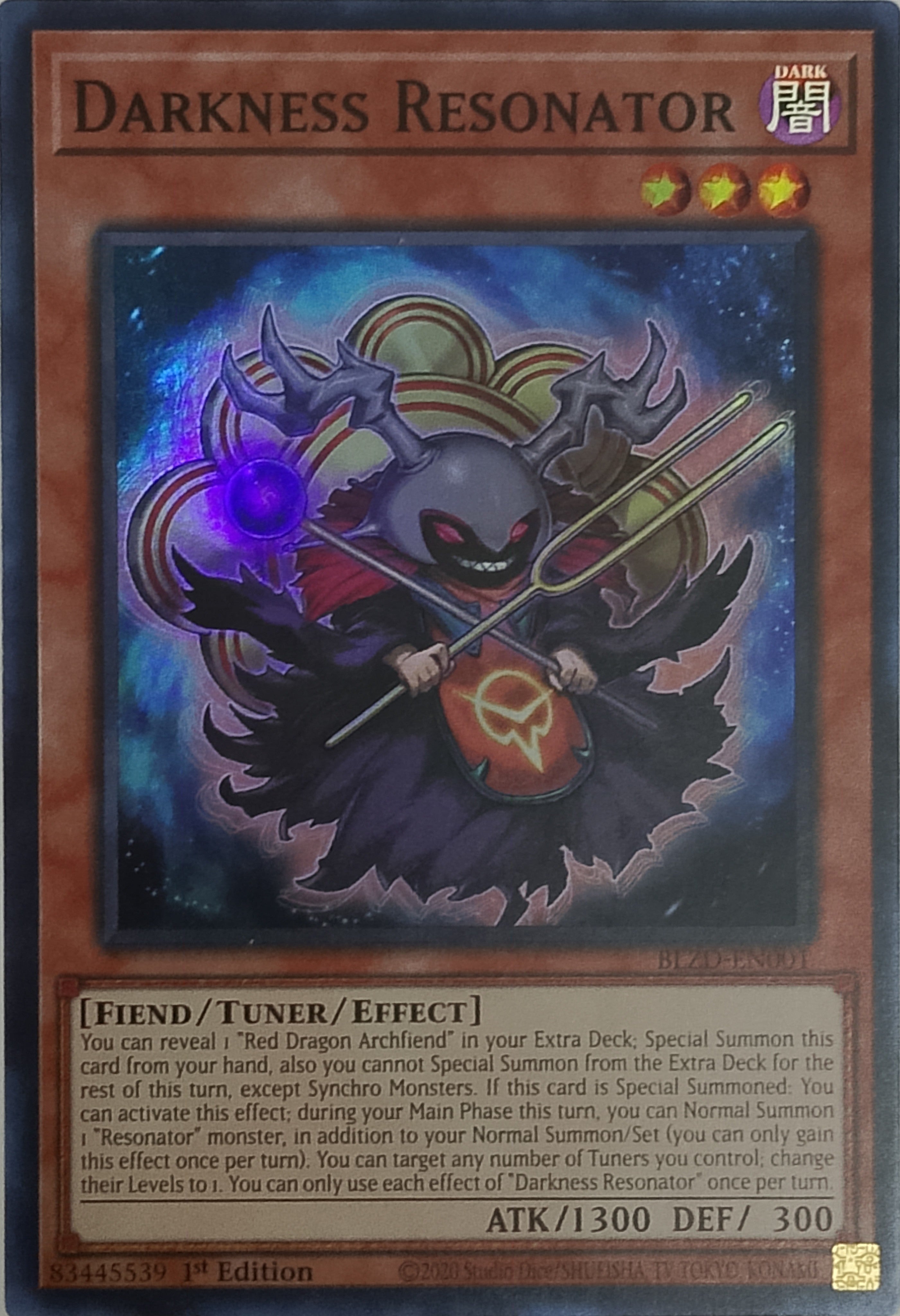 Yugioh! Darkness Resonator BLZD-EN001 1st Edition Super