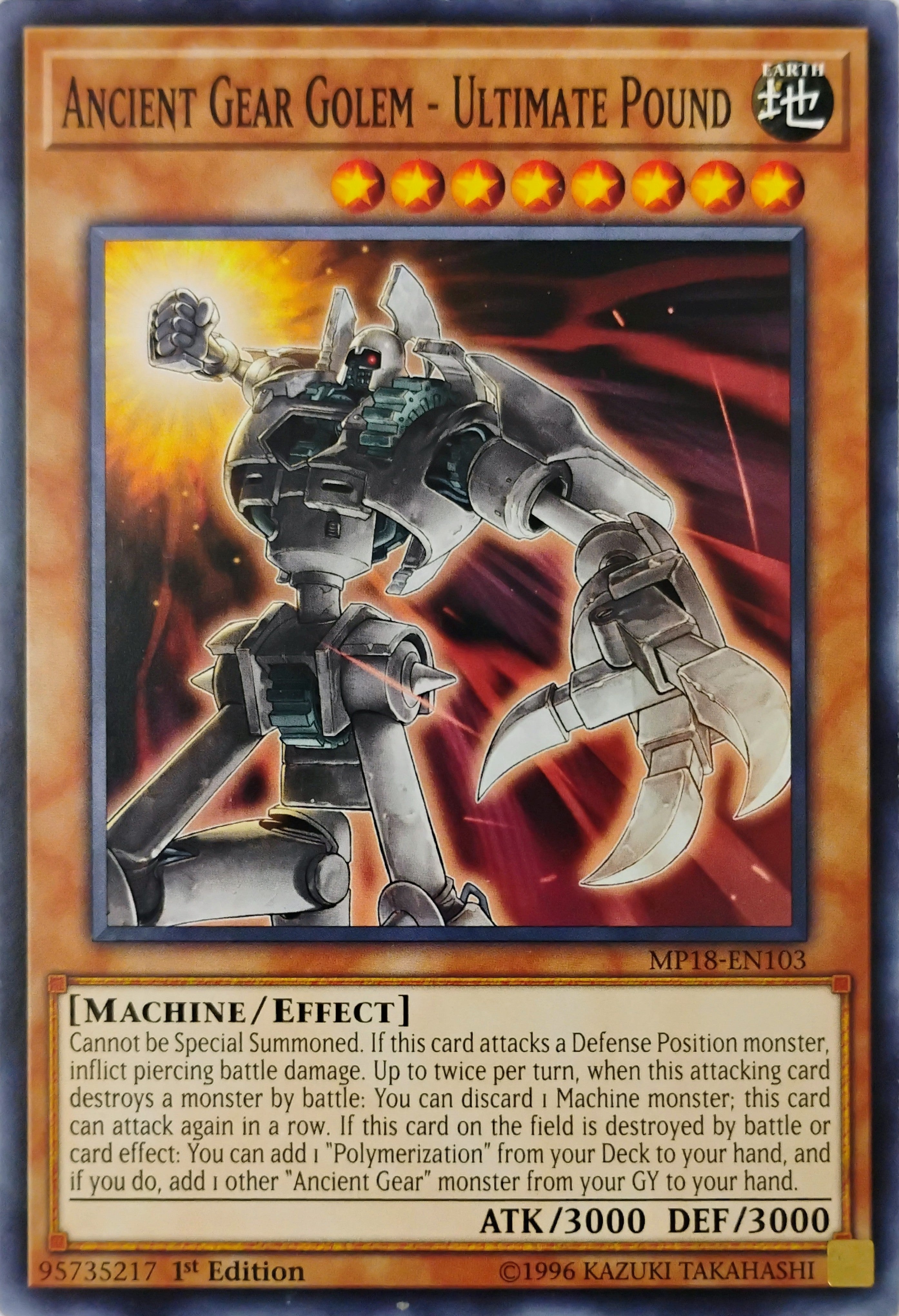 Yugioh! Ancient Gear Golem - Ultimate Pound Mp18-en103 1st edition