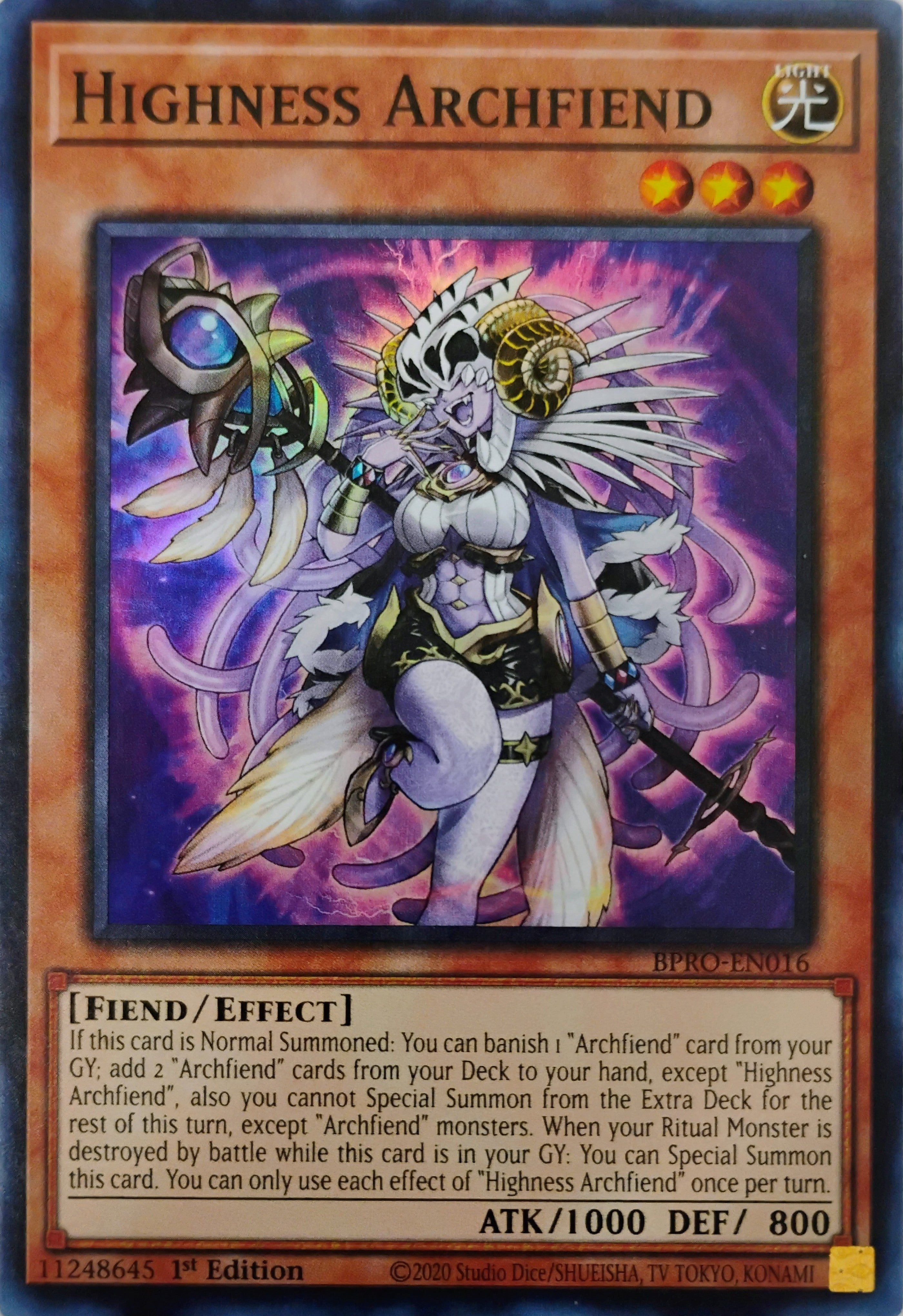 Yugioh! Highness Archfiend Bpo2-en016 super Rare