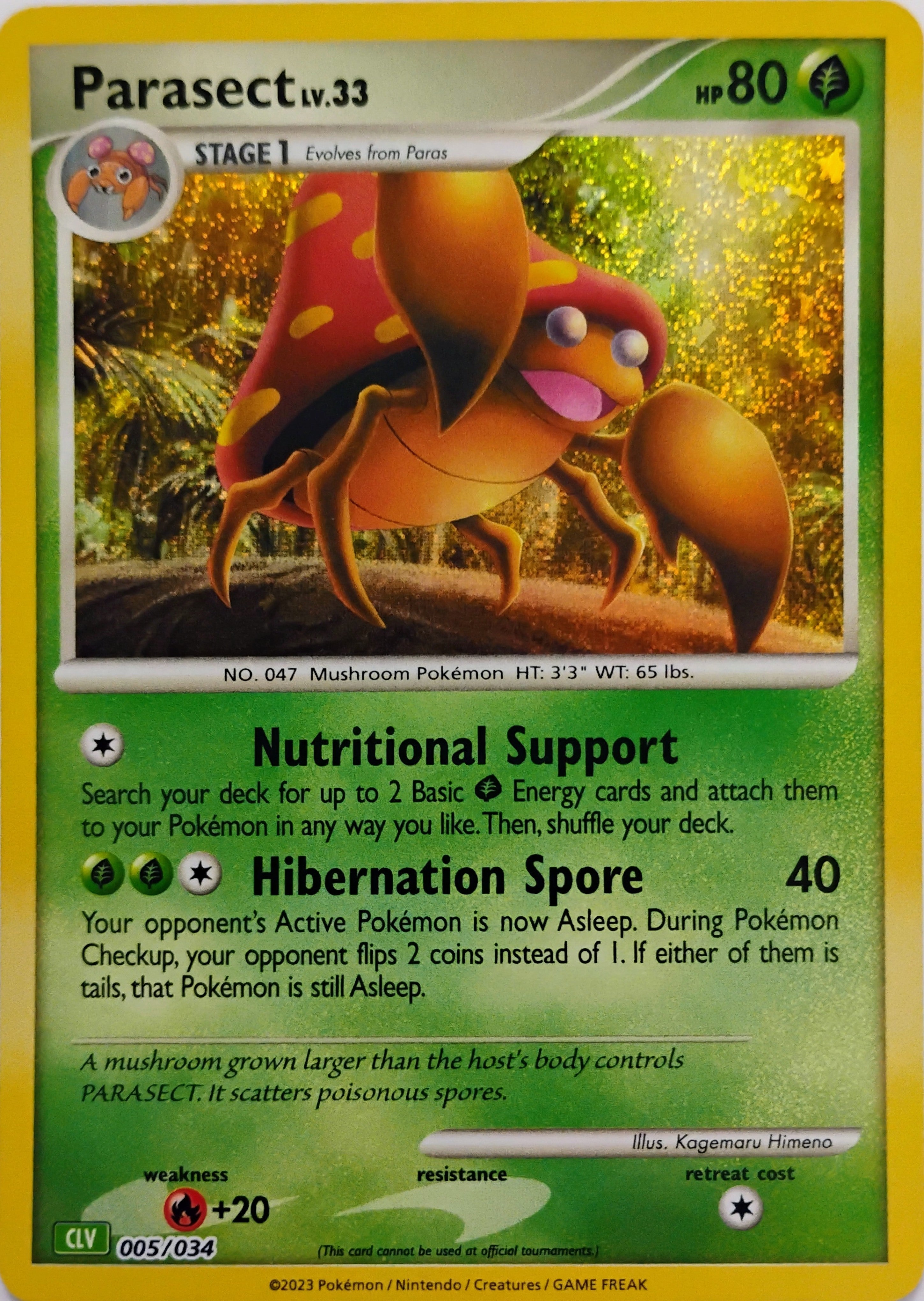 Pokémon tcg Parasect Lv.33 005/034 Holo (Clv)
