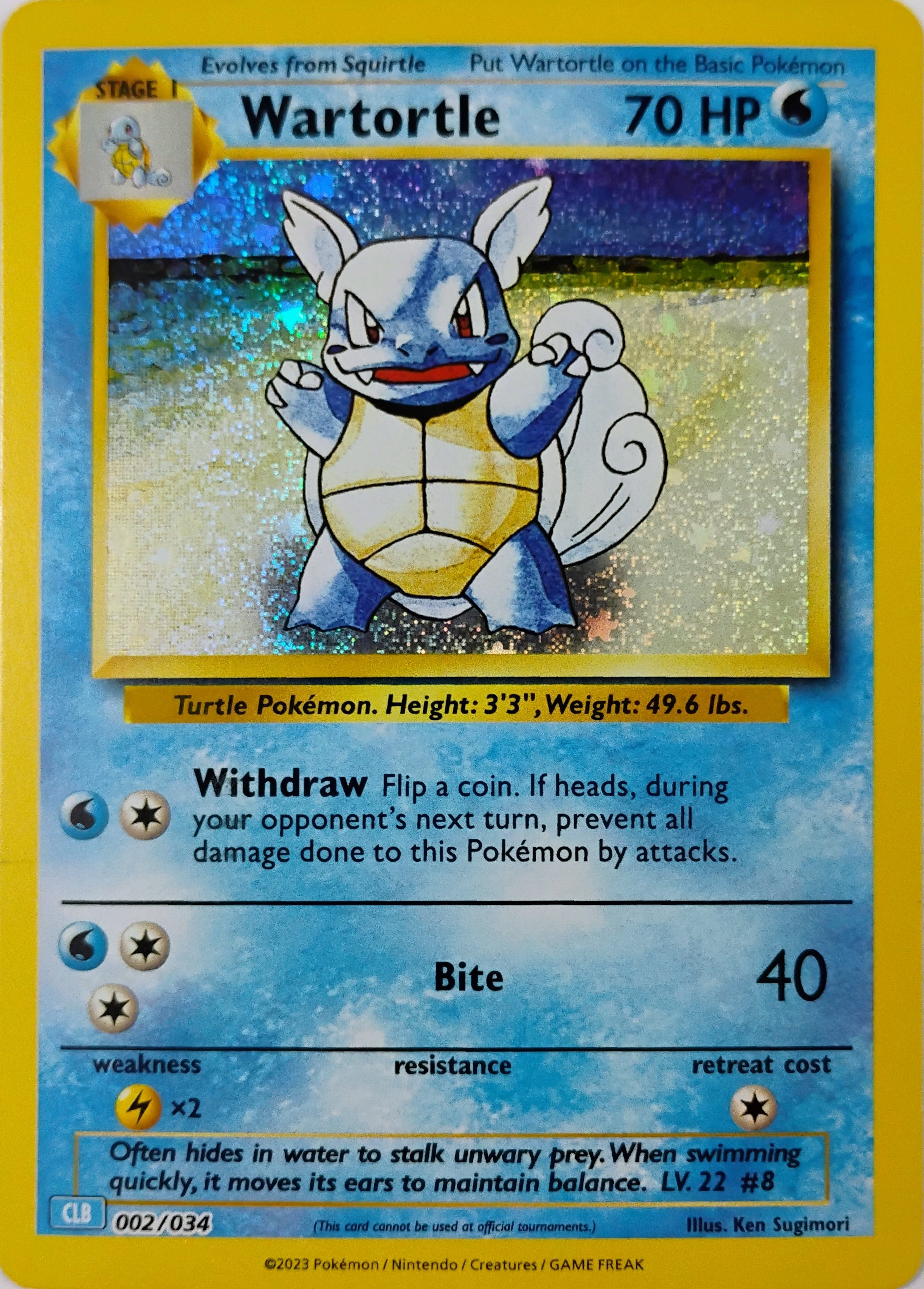 Pokémon tcg Wartortle 002/034 Holo Cosmo (Clb)