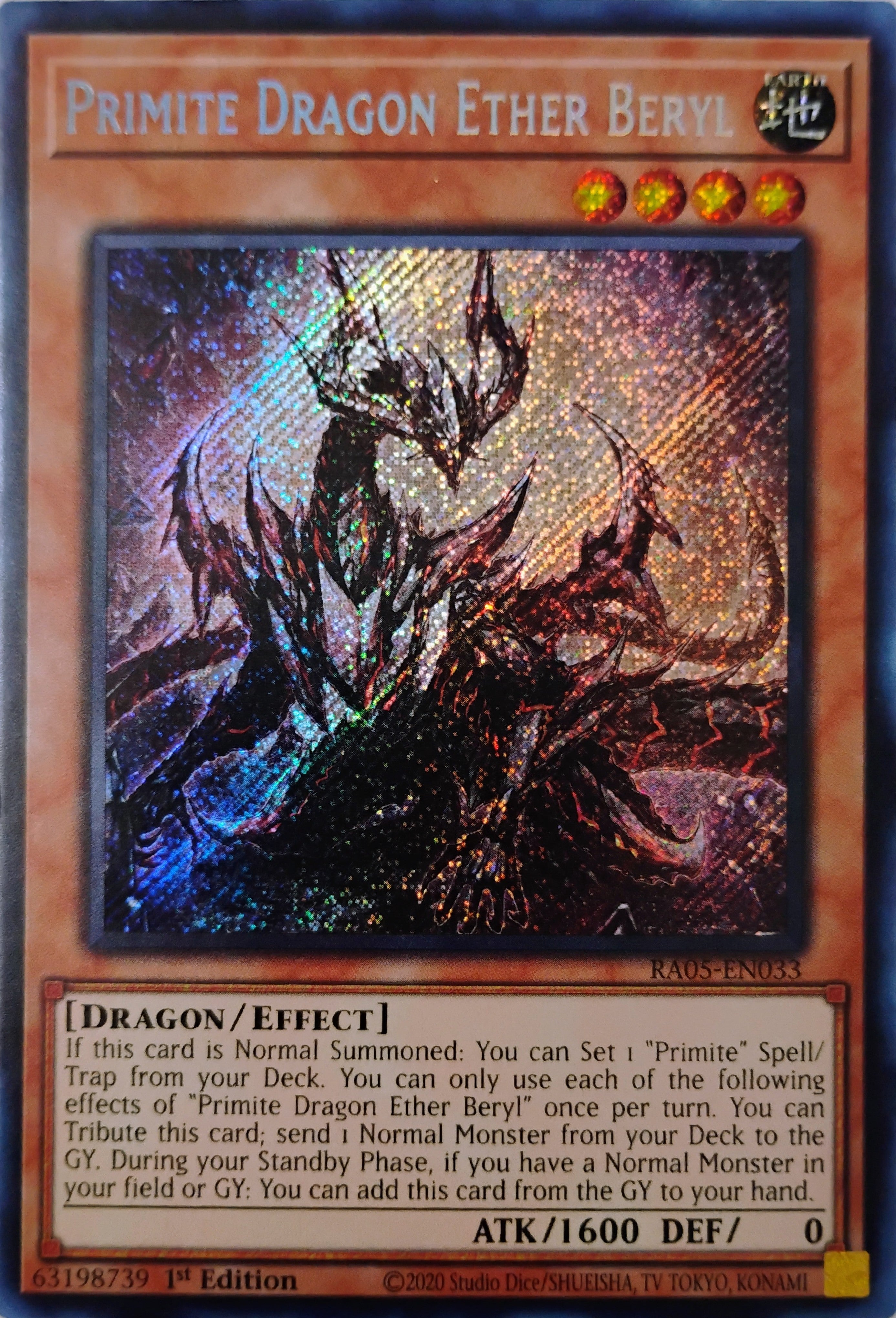 Yugioh! Primite Dragon Ether Beryl Ra05-en033 1st edition Secreta
