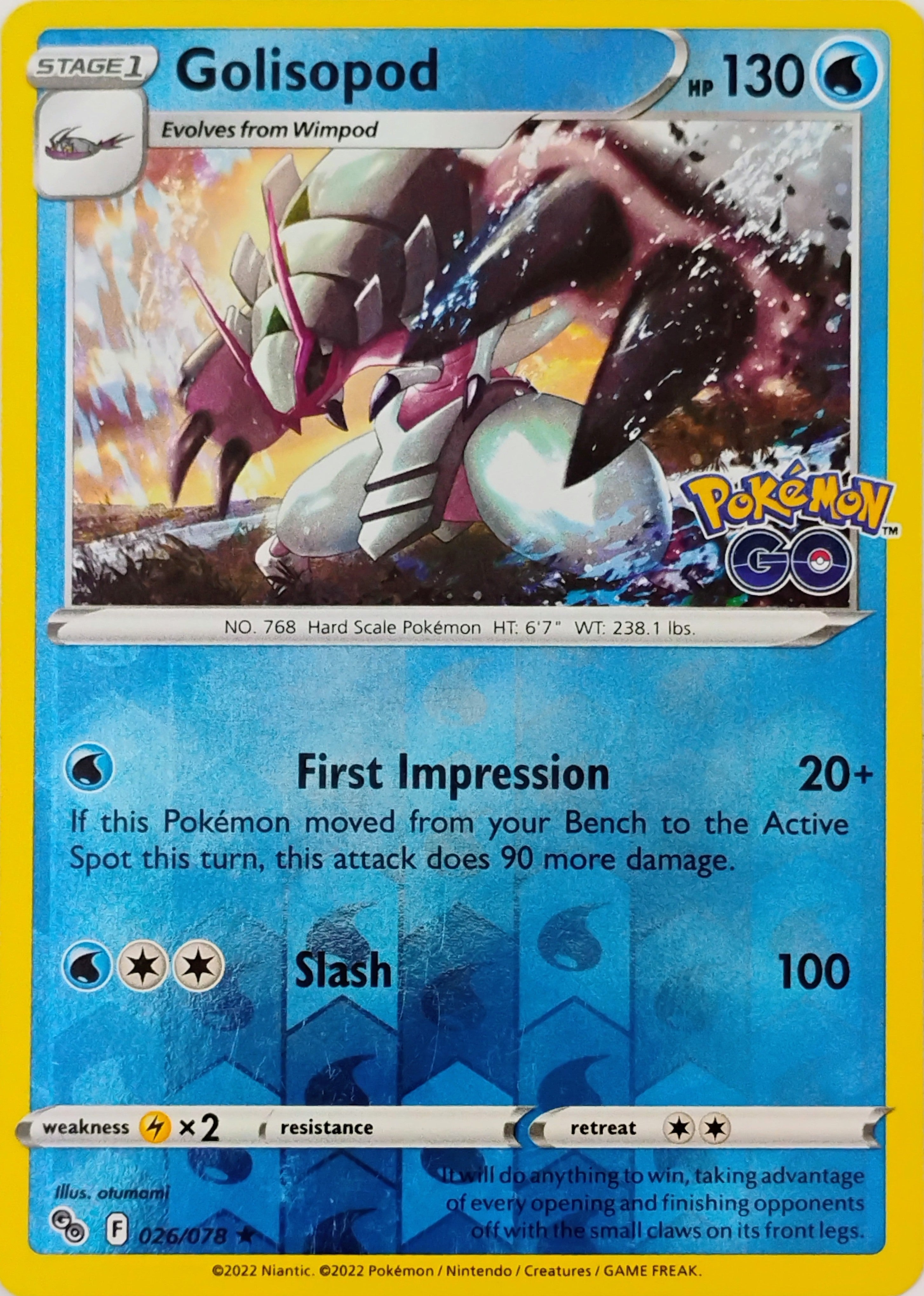 Pokémon tcg Golisopod 026/078 Reverse (Pokémon go)