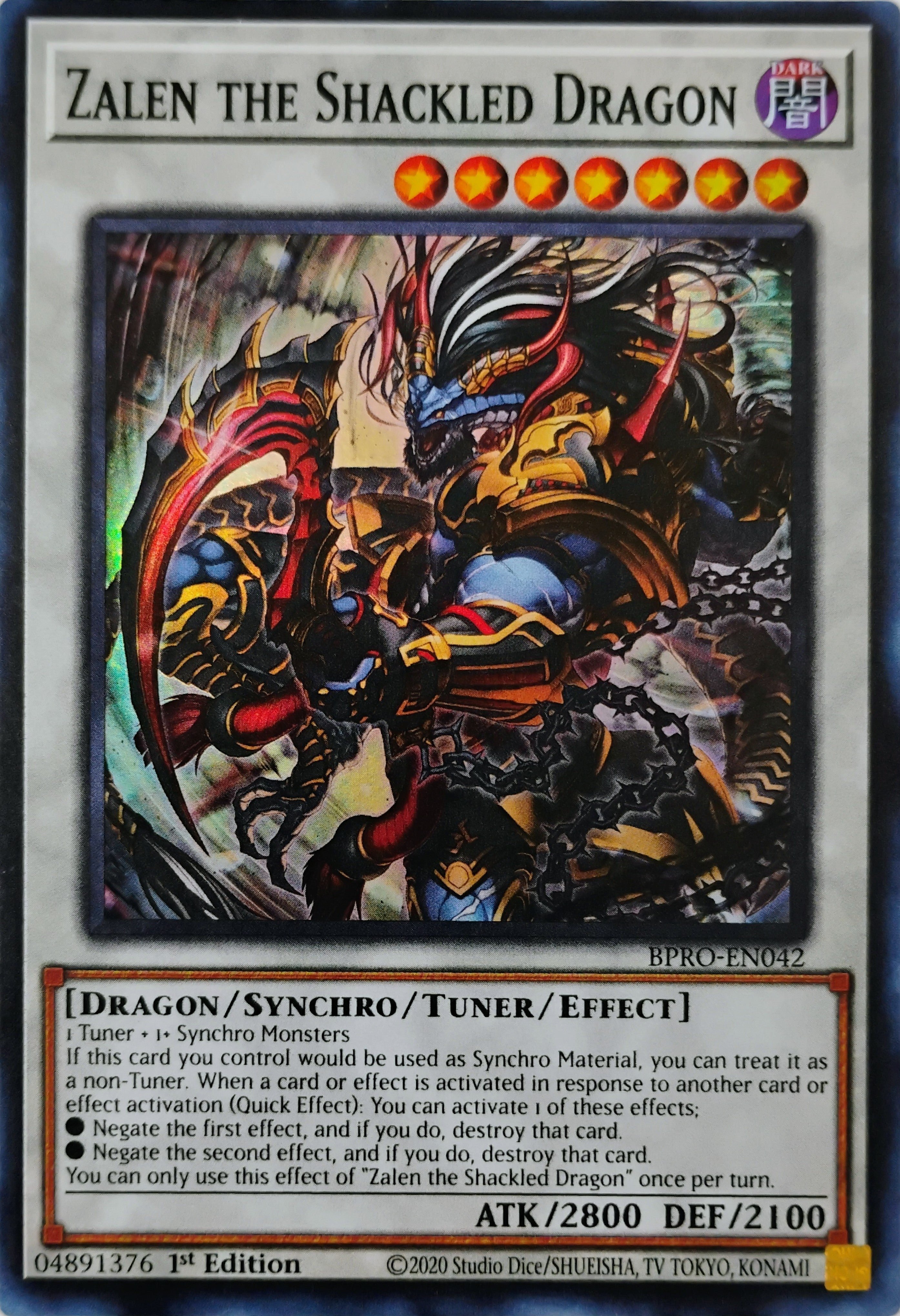 Yugioh! Zalen The Shackled Dragon Bpro-en042 Super Rare