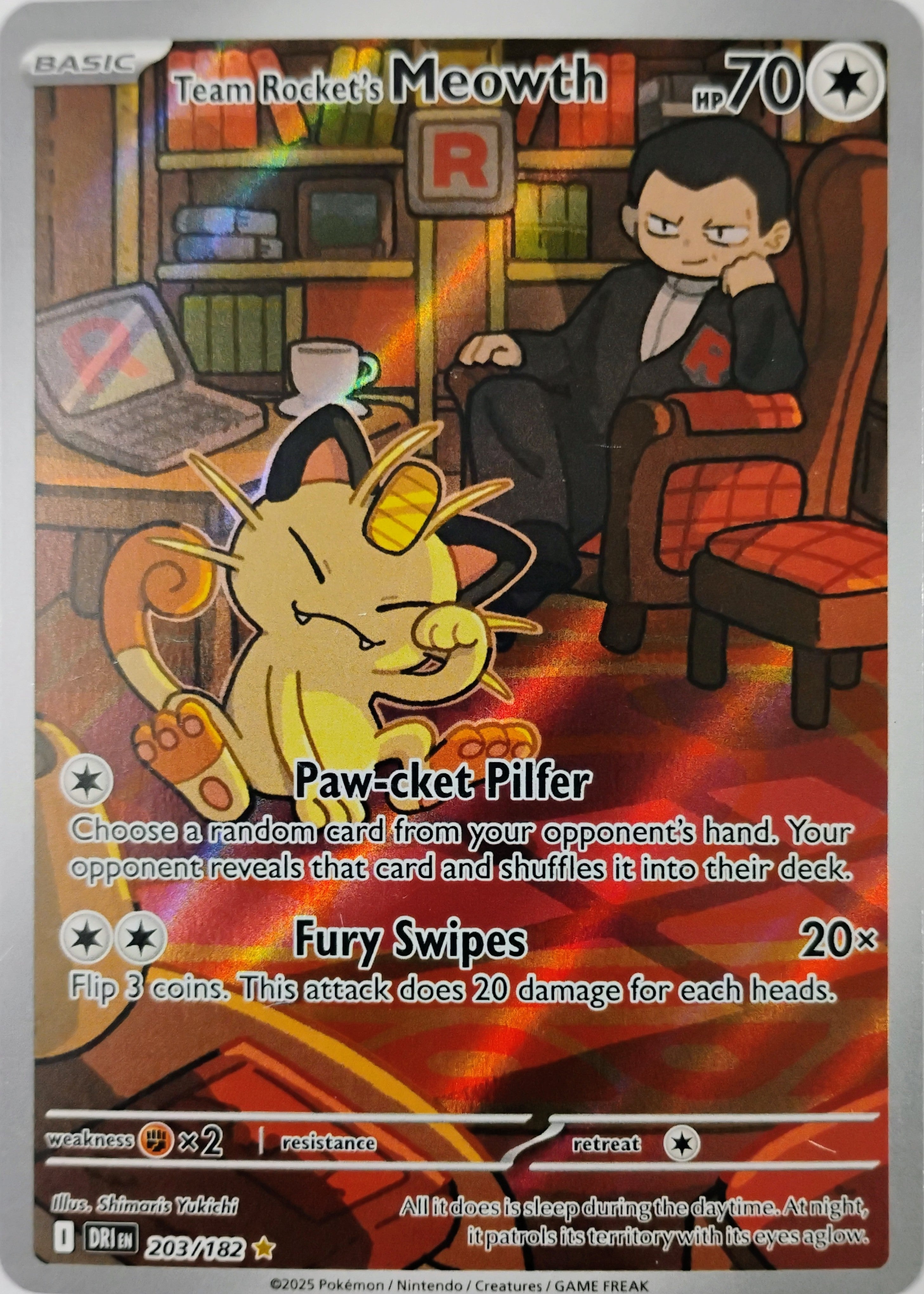 Pokémon tcg Team Rocket's Meowth 203/182