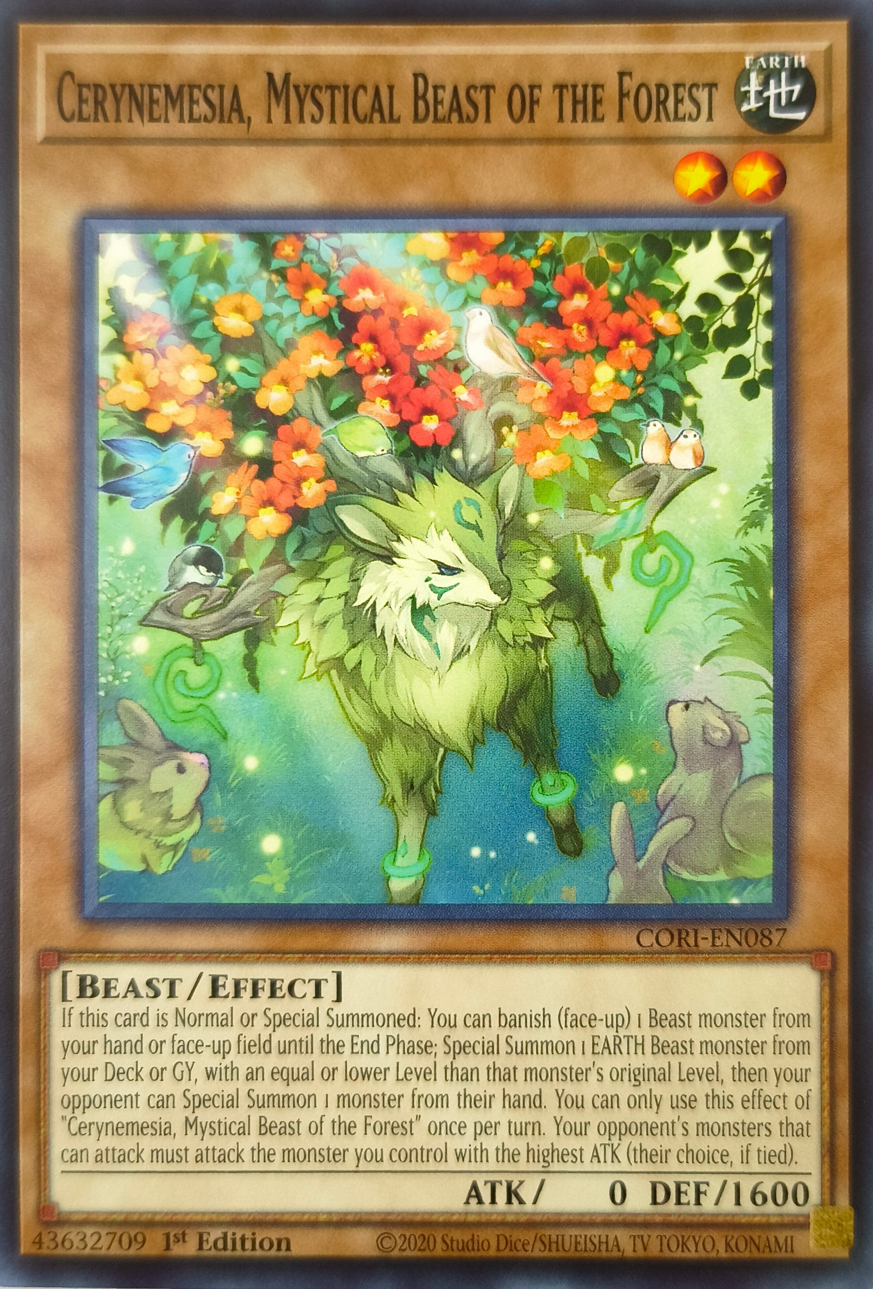 Yugioh! Cerynemesia, Mystical Beast of the Forest Cori-en087 1st Edition