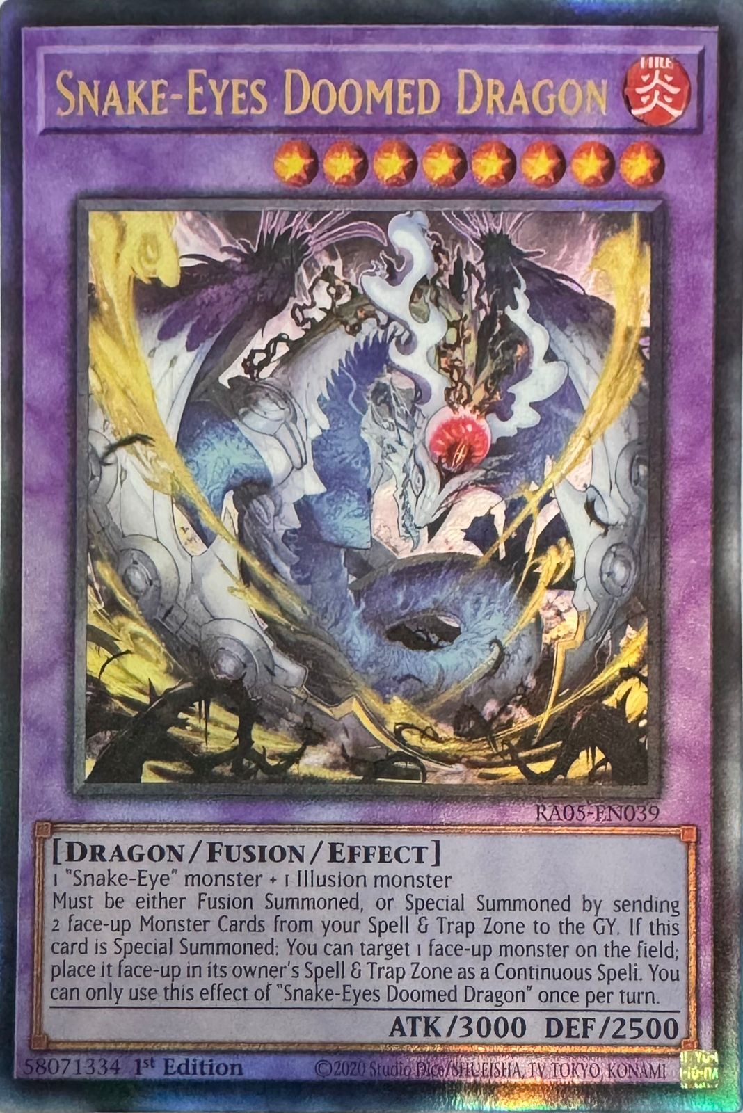 Yugioh! Snake-Eyes Doomed Dragon Ra05-en039 1st edition Ultimate