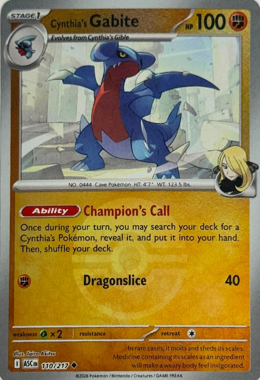 Pokémon Tcg Cynthia's Gabite 103/182 Holo Cosmo