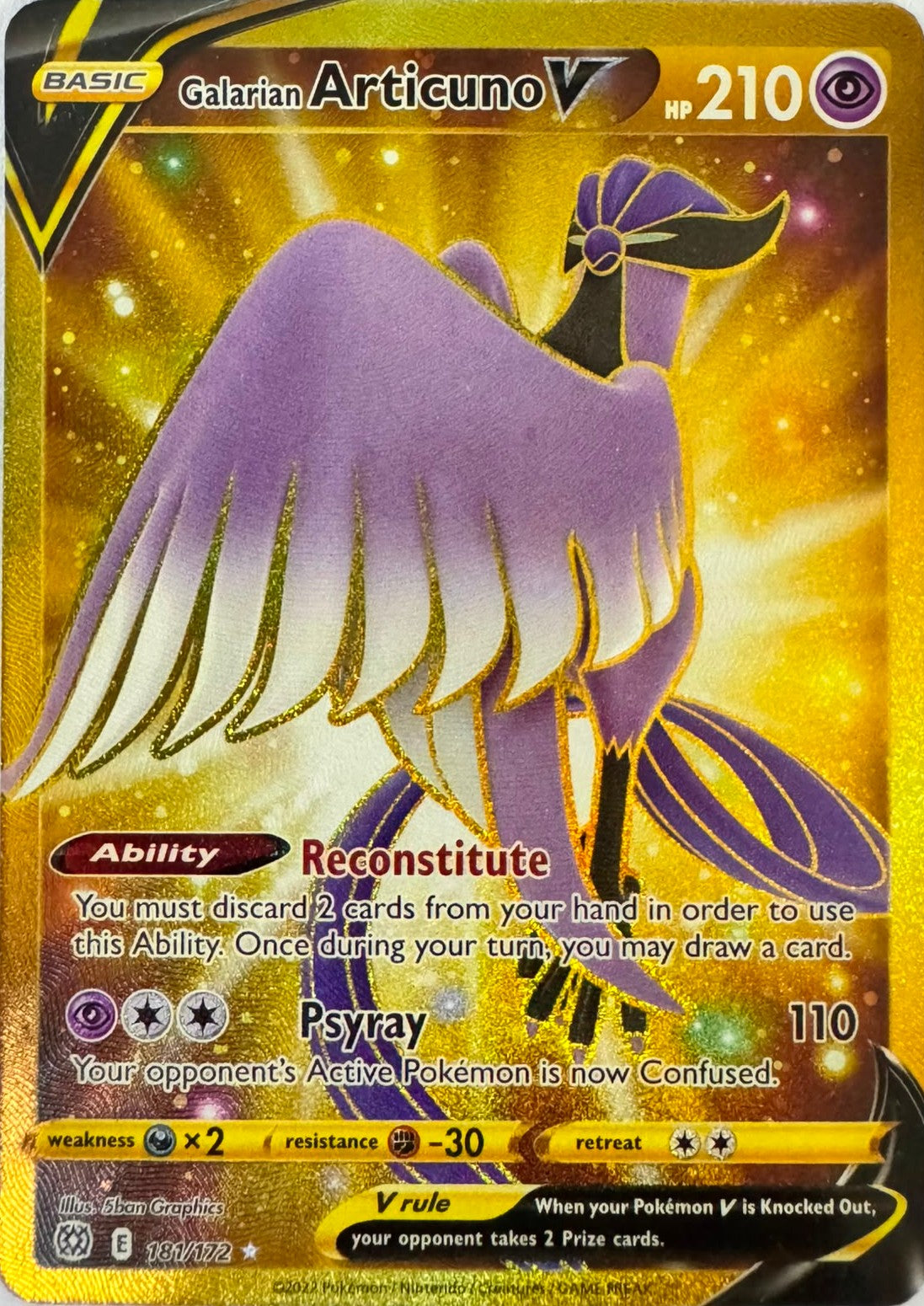 Pokemon Tcg Galarian Articuno V 181/172
