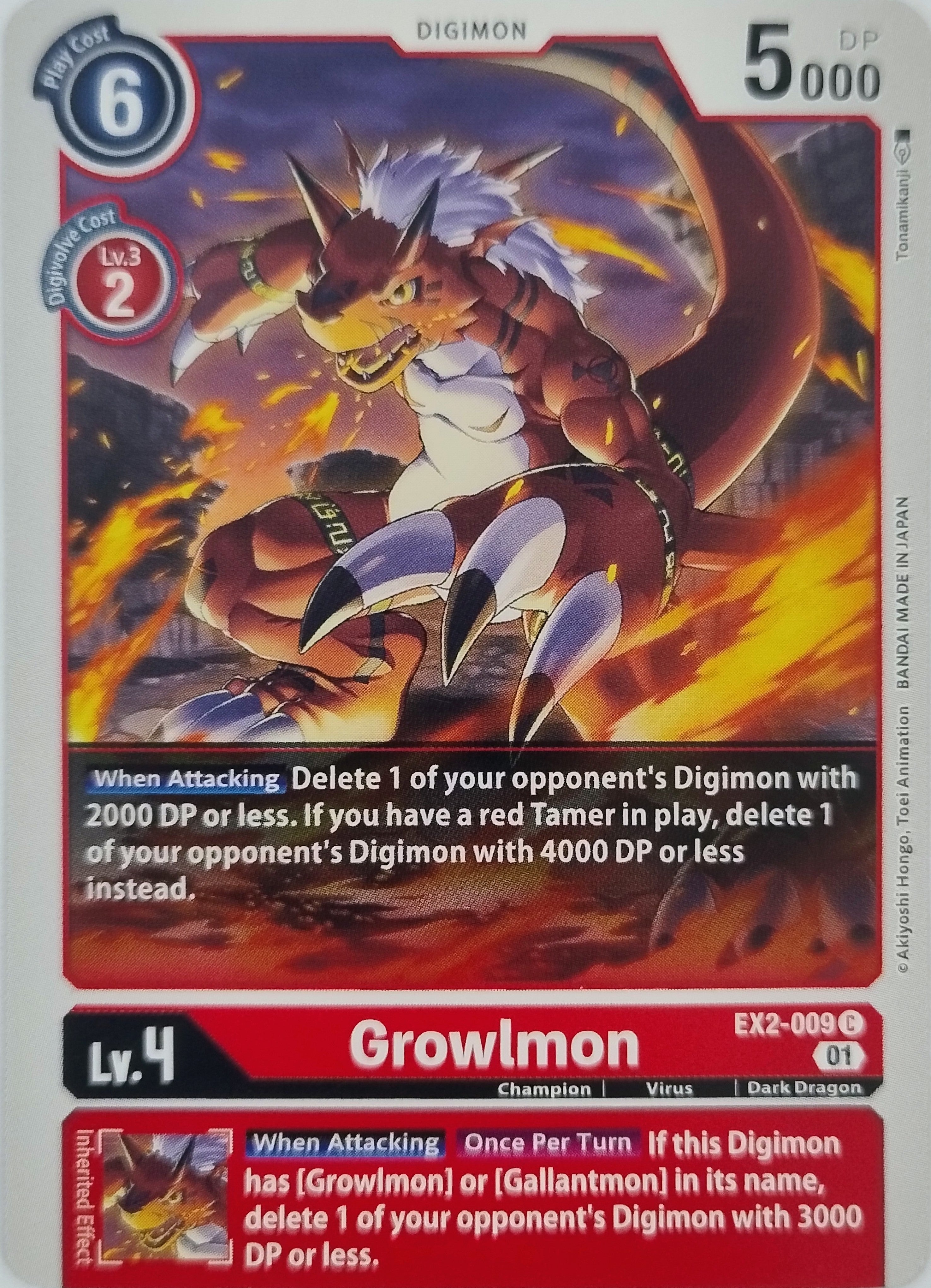 Digimon Tcg Growlmon Ex2-009