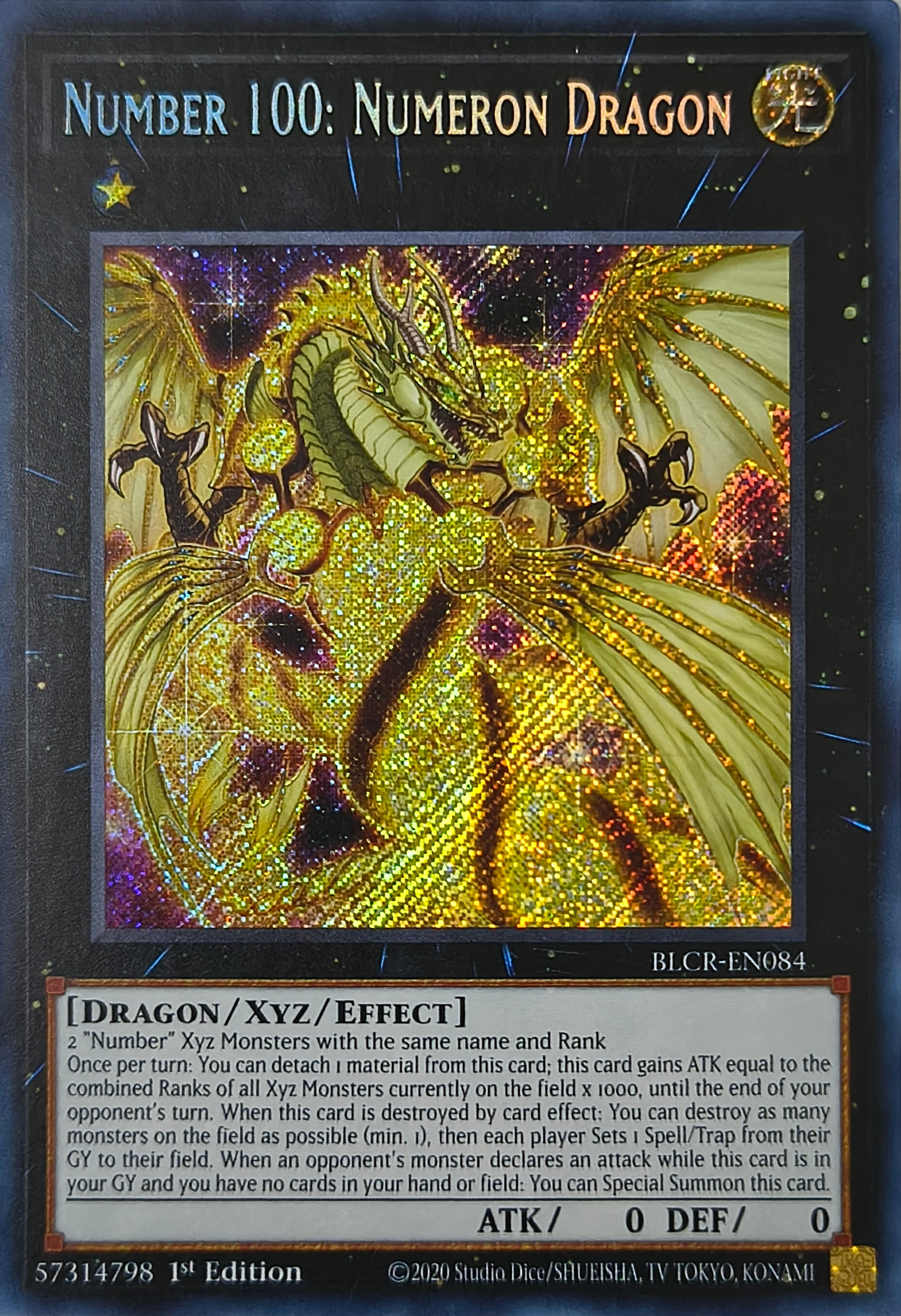 Yugioh! Number 100: Numeron Dragon Blcr-en084 1st edition Secreta