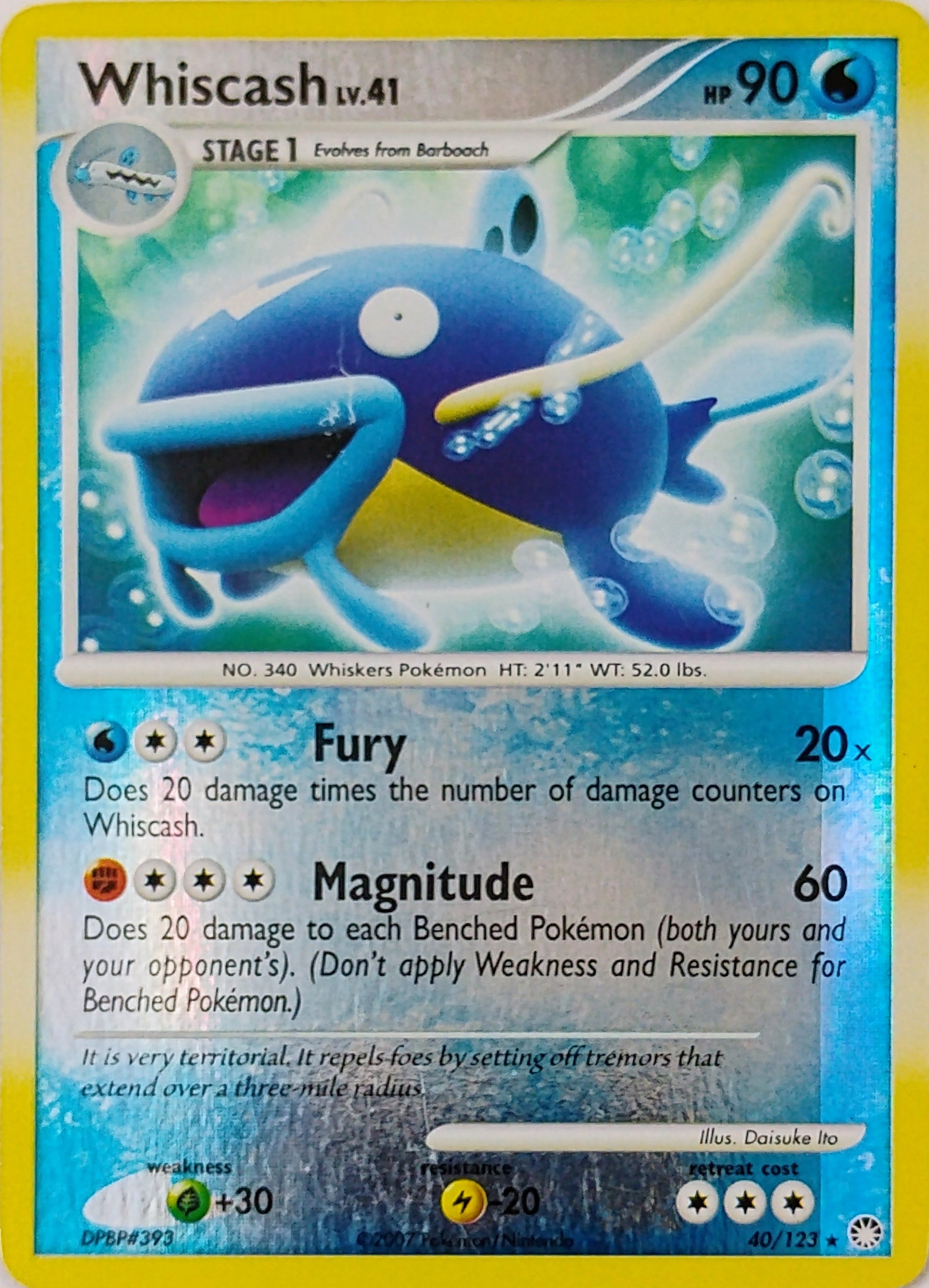 Pokémon tcg Whiscash Lv41 40/123 Reverse