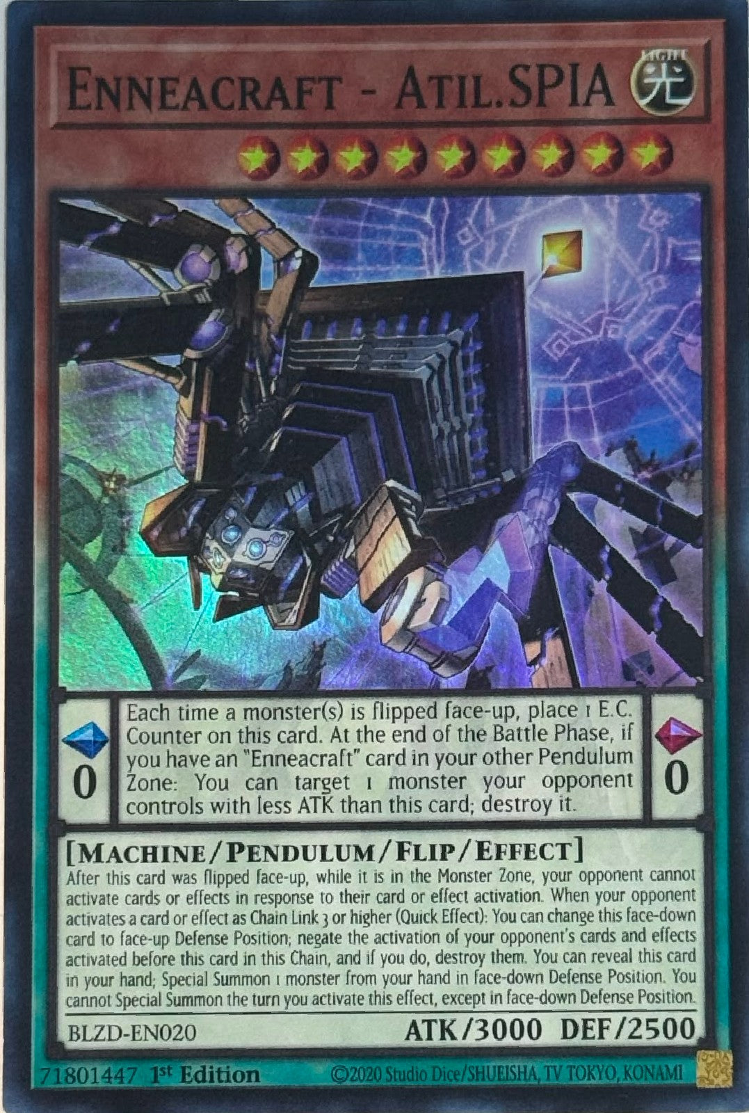 Yugioh! Enneacraft - Atil.SPIA BLZD-EN020 1st Edition Super