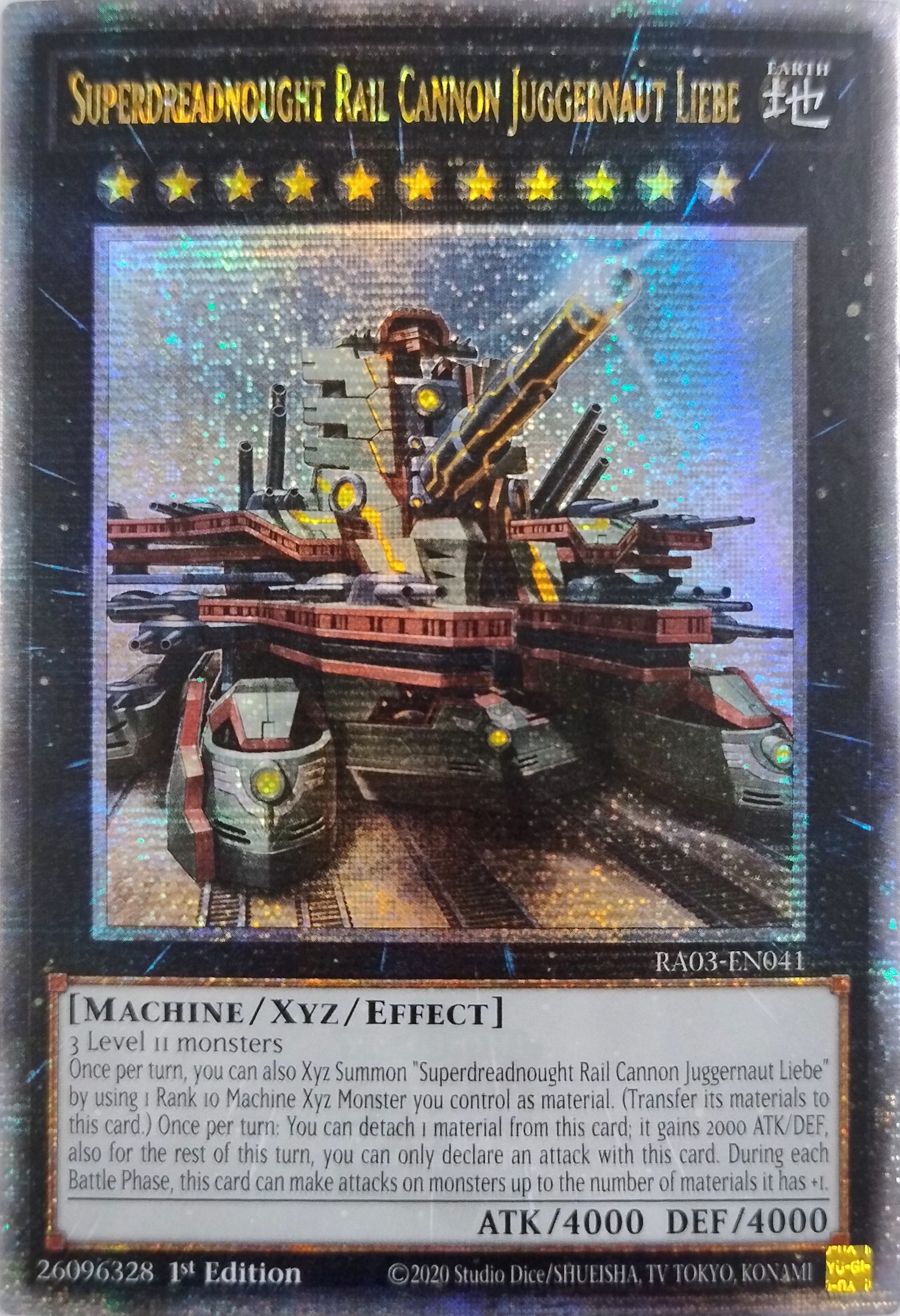 Yugioh! Superdreadnought Rail Cannon Judggernaut Liebe Ra03-en041 1st Edition Quarter