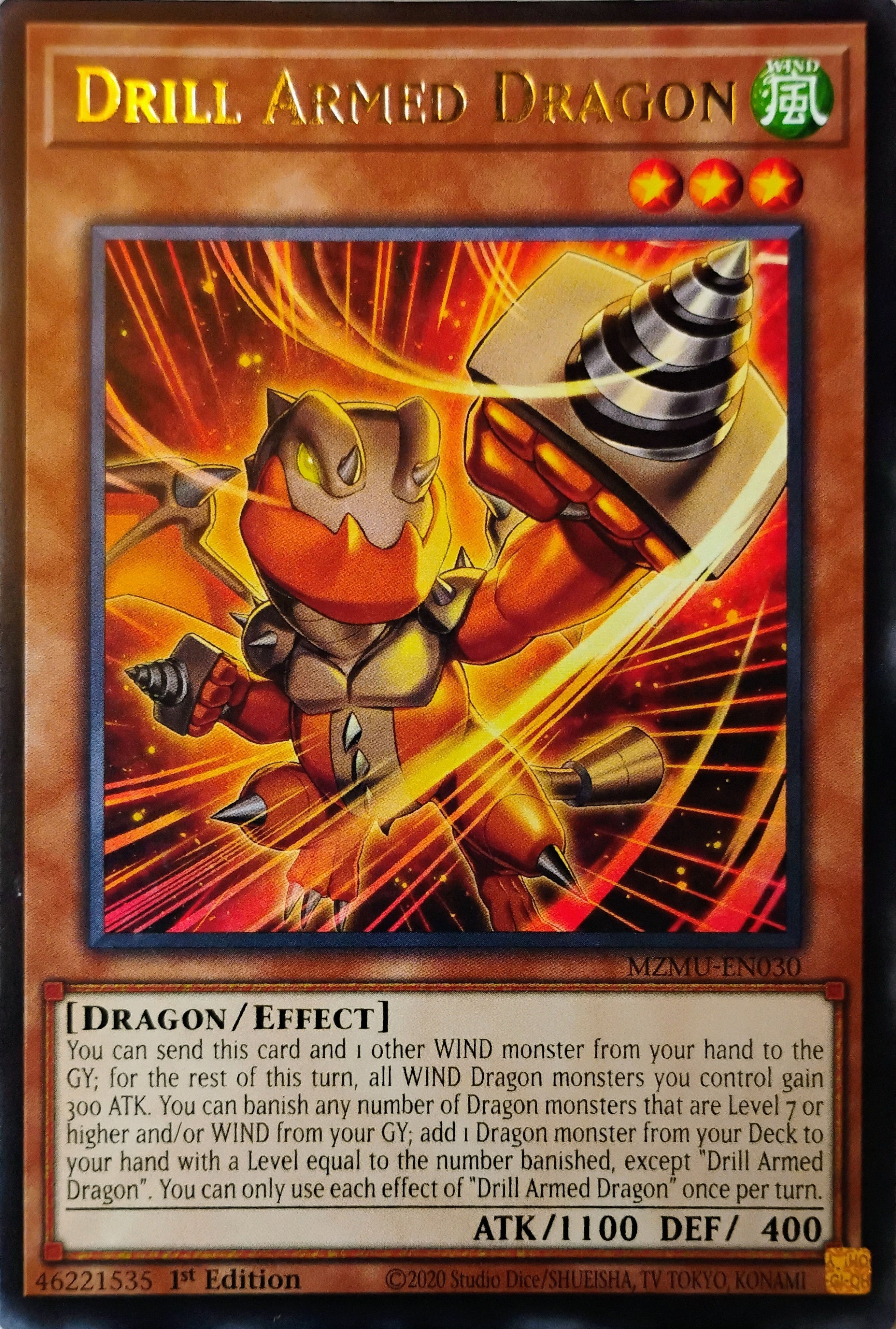 Yugioh! Drill Armed Dragon Mzmu-en030 Rara