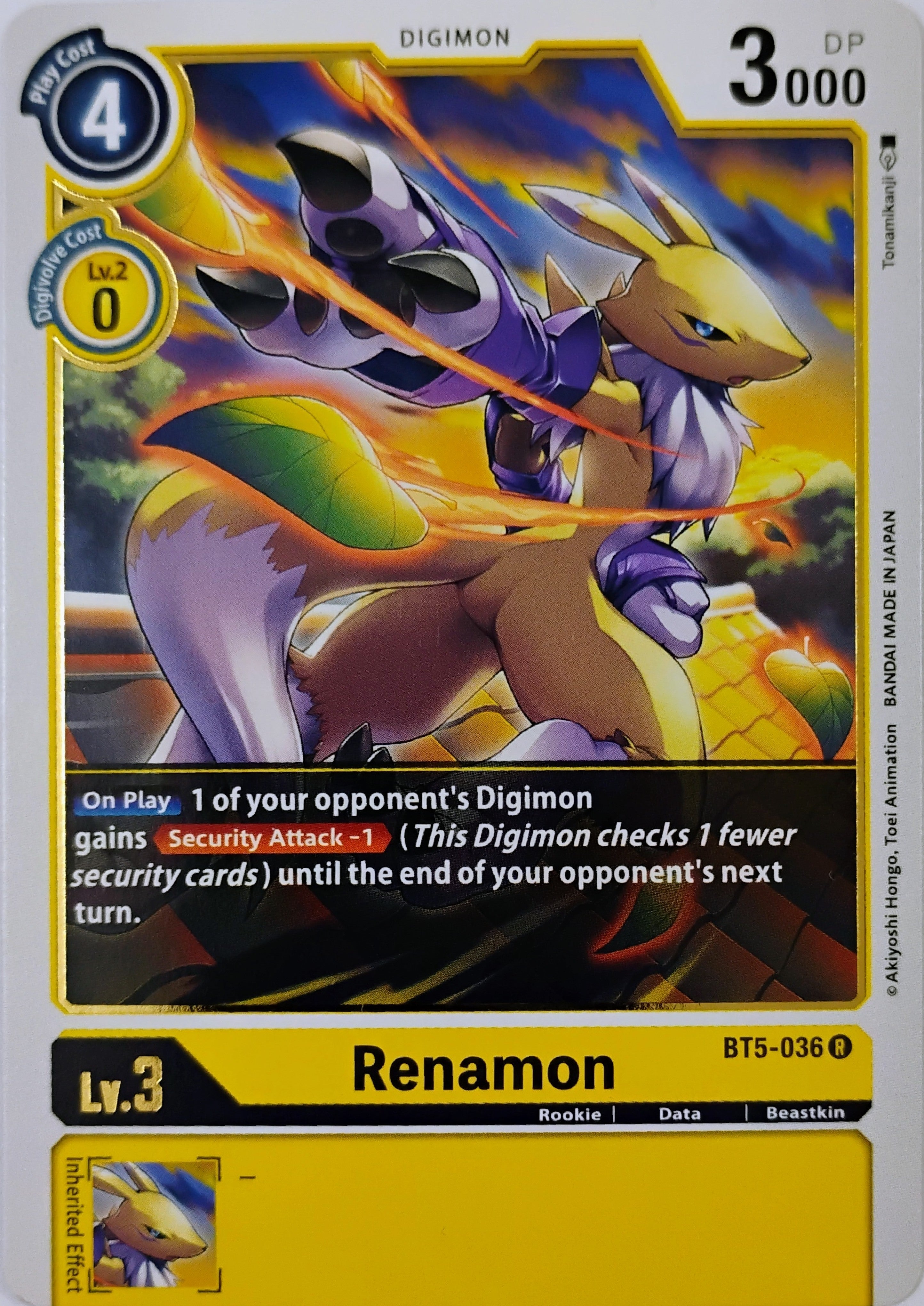 Digimon tcg Renamon Bt5-036 Rare