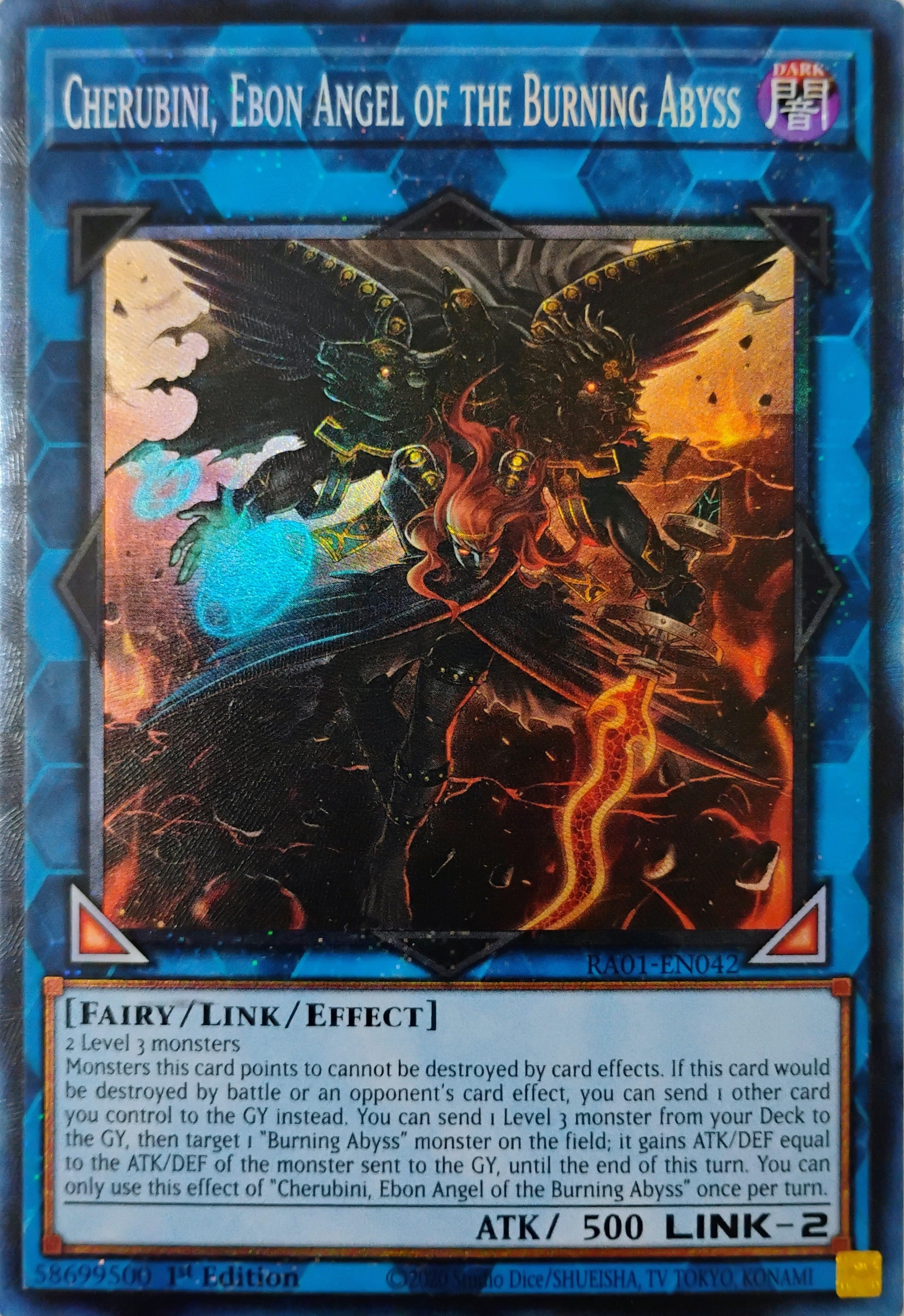 Yugioh! Cherubini, Ebon Angel of the Burning Abyss Ra01-en042 Collector rare