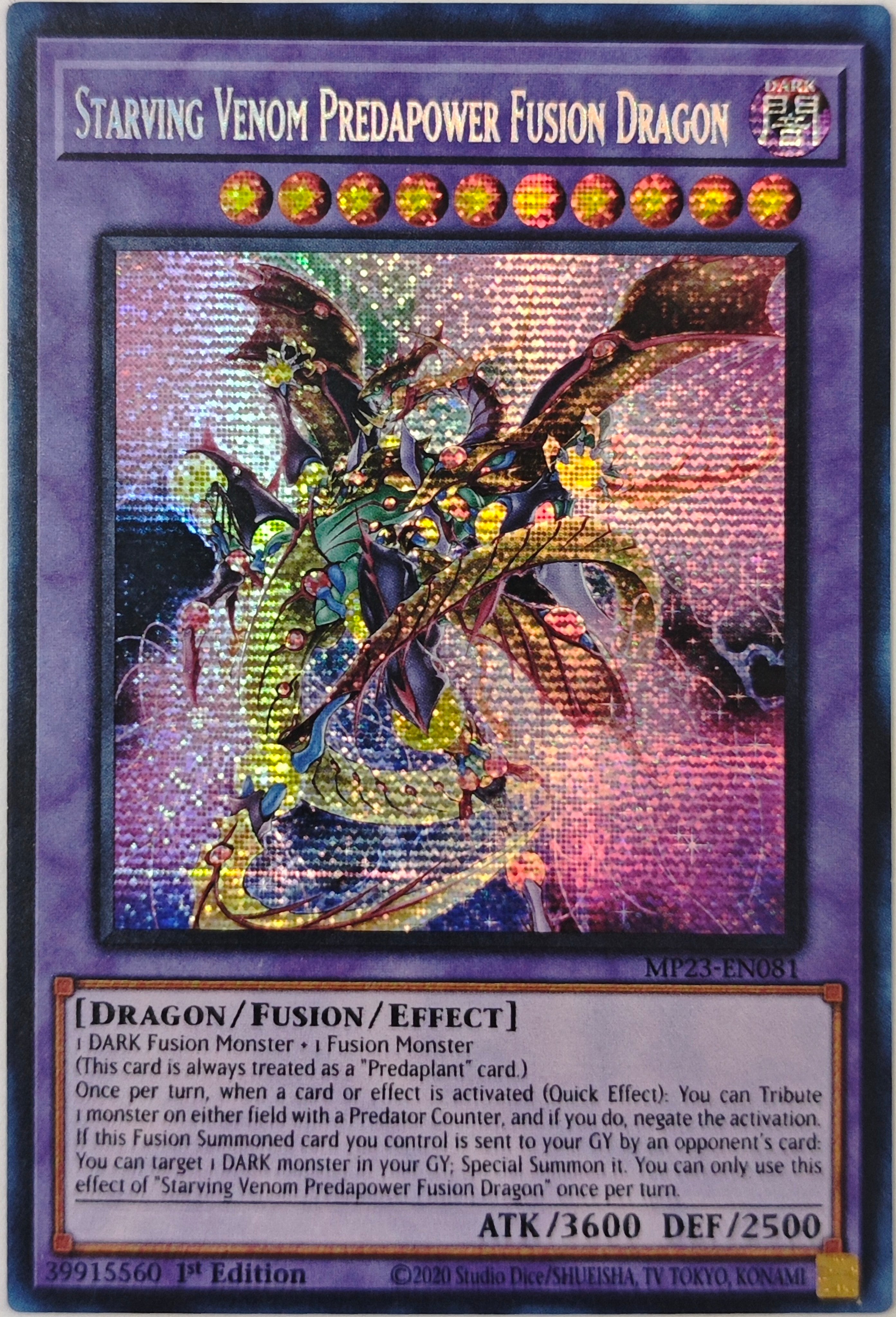 Yugioh! Starving Venom Predapower Fusion Dragon Mp23-En081 1st Edition Prismatic
