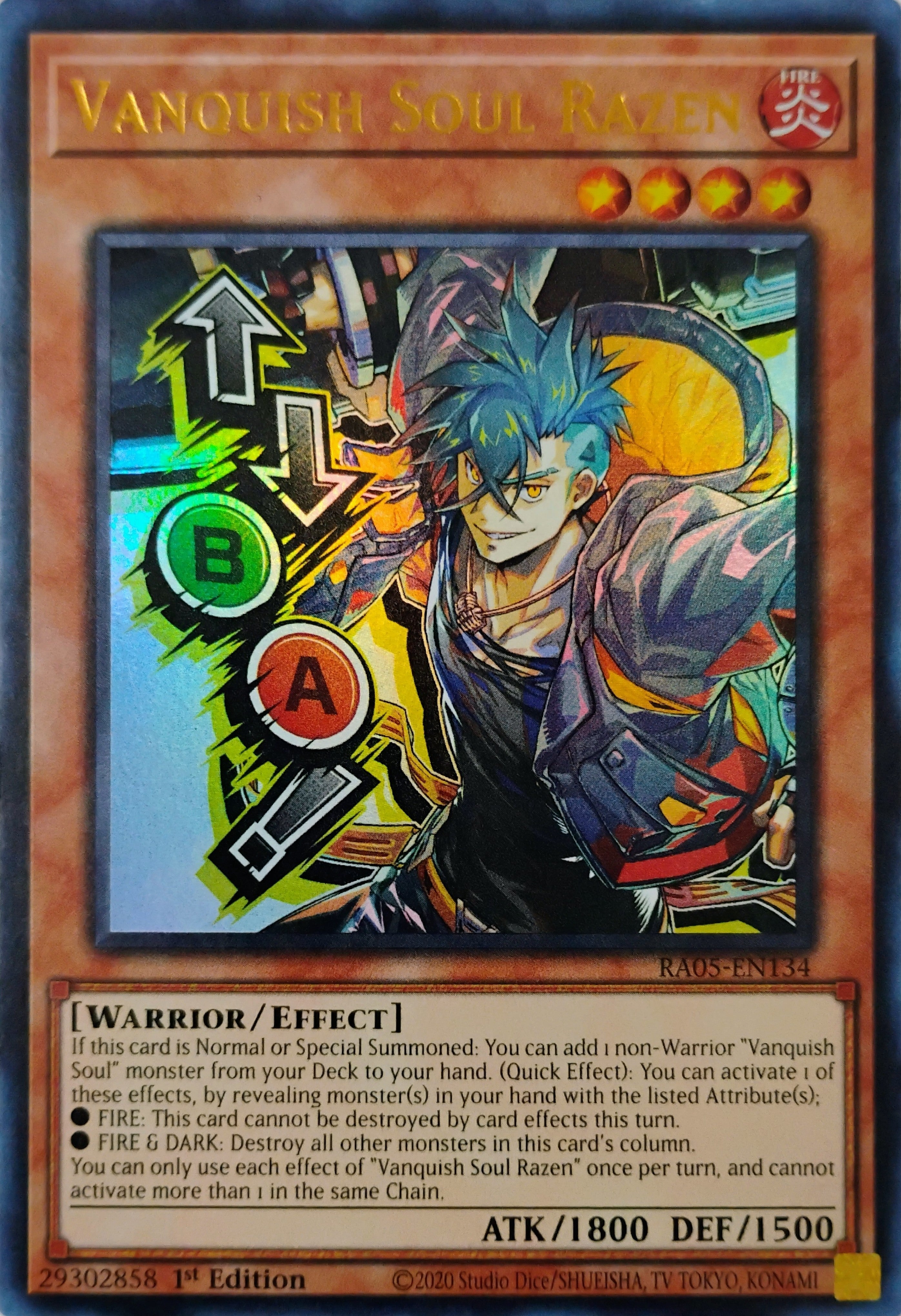 Yugioh! Vanquish Soul Razen Ra05-en134 (Stamp) 1st edition Ultra Rare