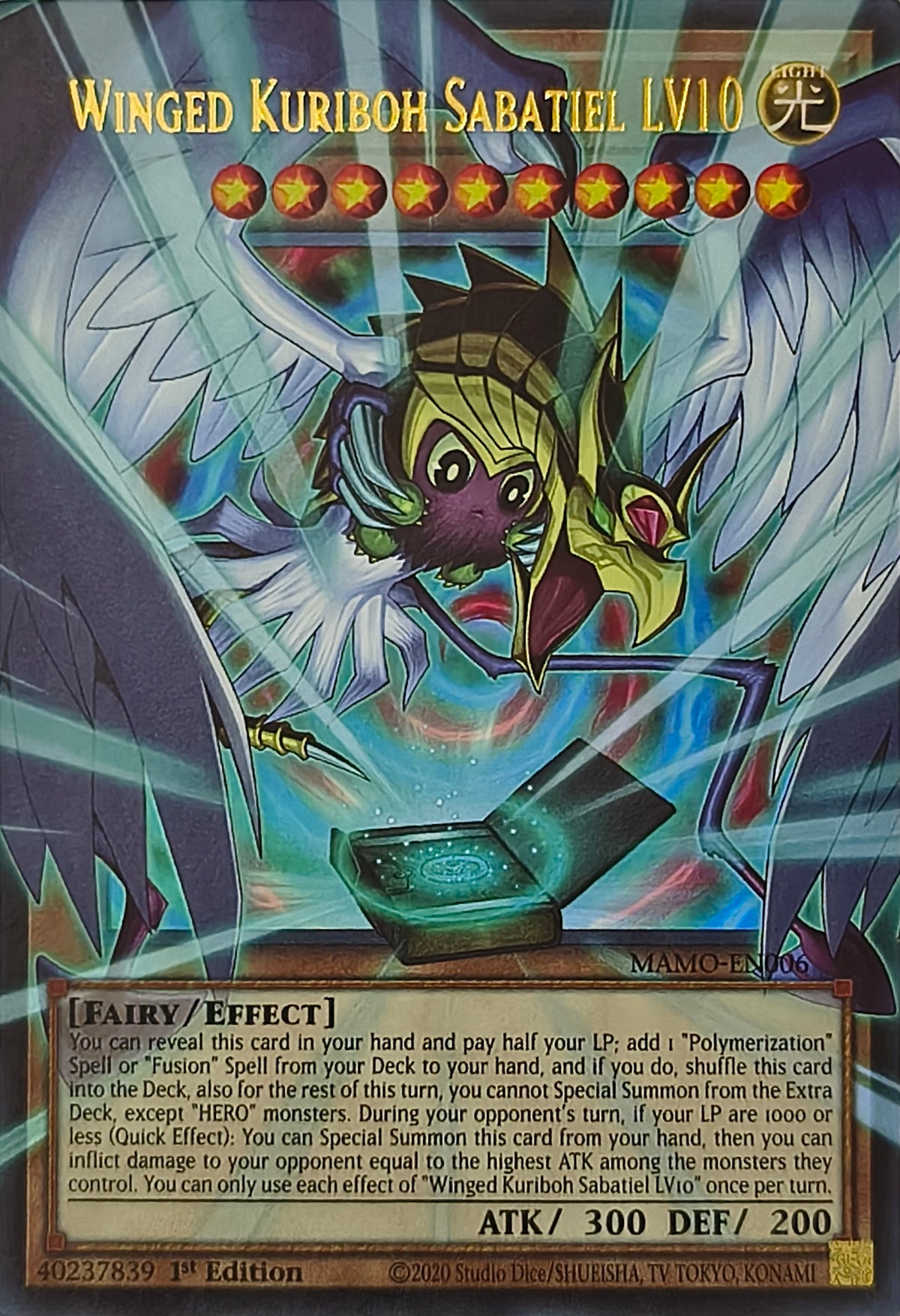 Yugioh! Winged Kuriboh Sabatiel Lv 10 Mamo-en006 1st edition Ultra Rare (Extended Art)