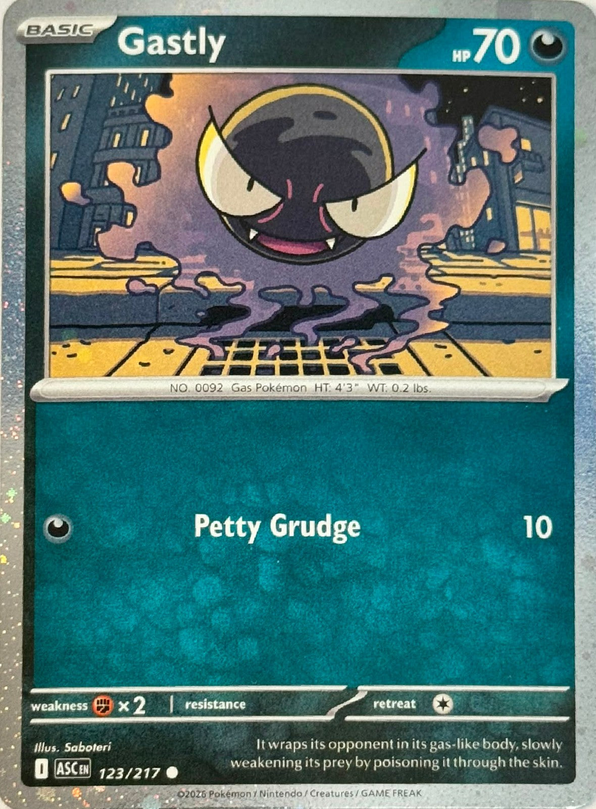 Pokémon Tcg Gastly 123/217 Holo Cosmo