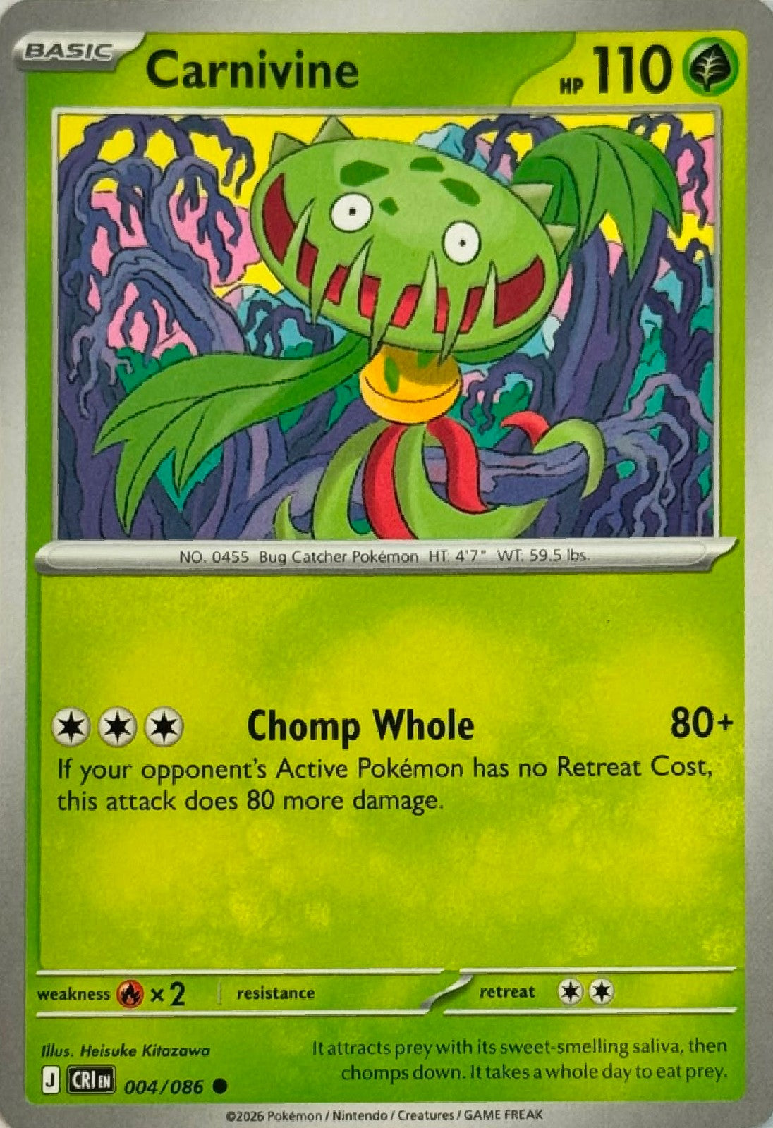 Pokémon Tcg Carnivine 004/086