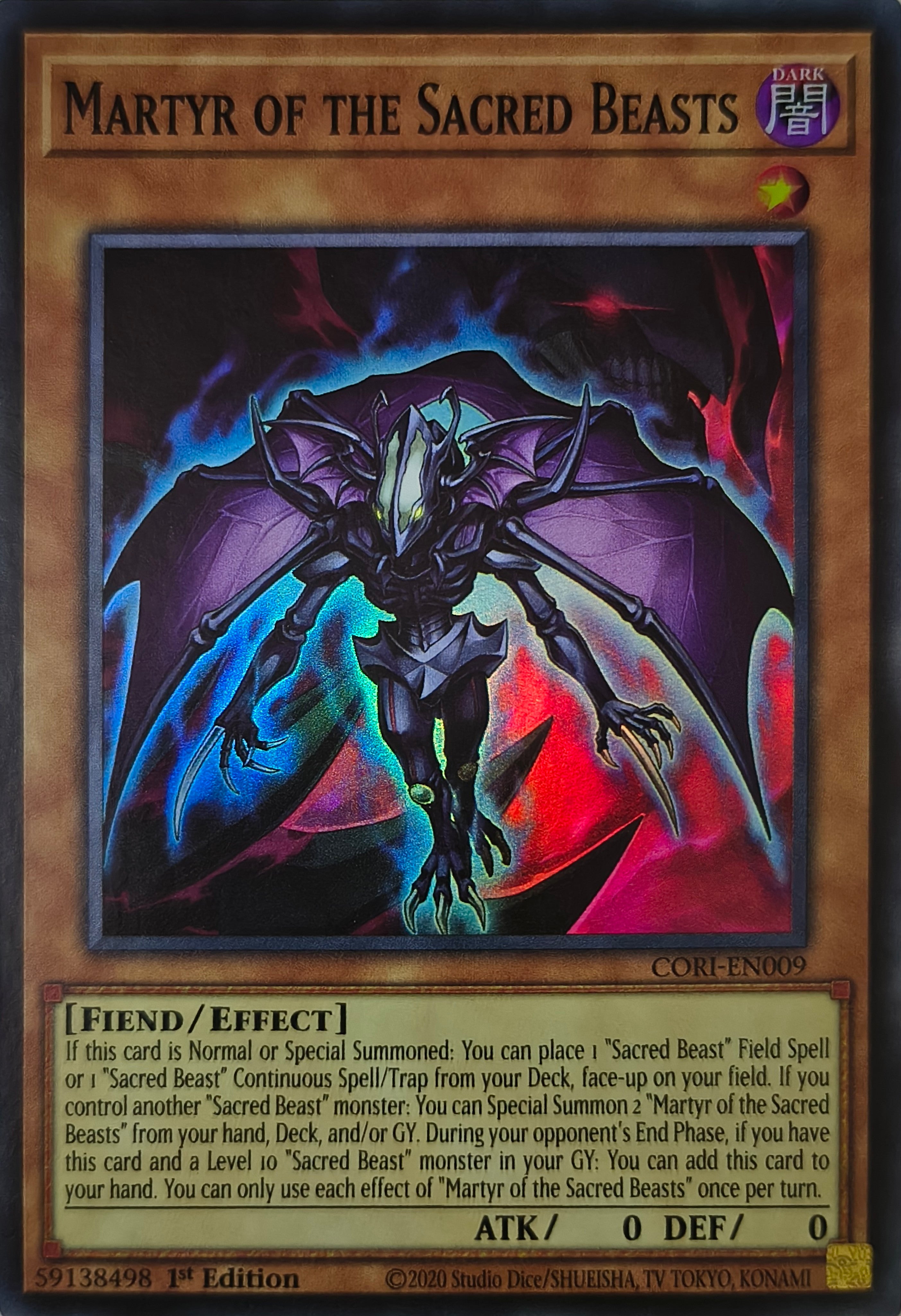 Yugioh! Martyr of the Sacred Beast Cori-en009 1st edition Super Rare