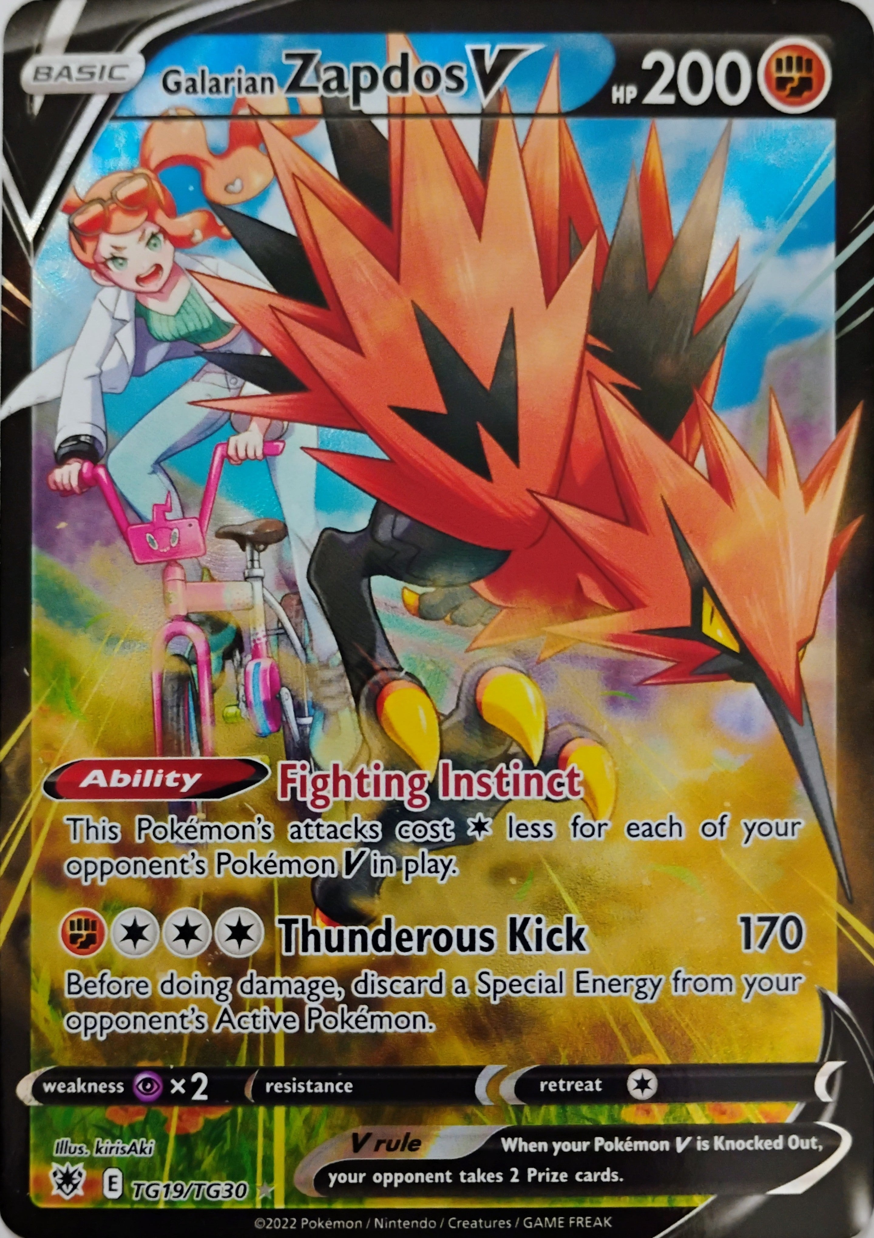 Pokémon tcg Galarian Zapdos V Tg19/Tg30