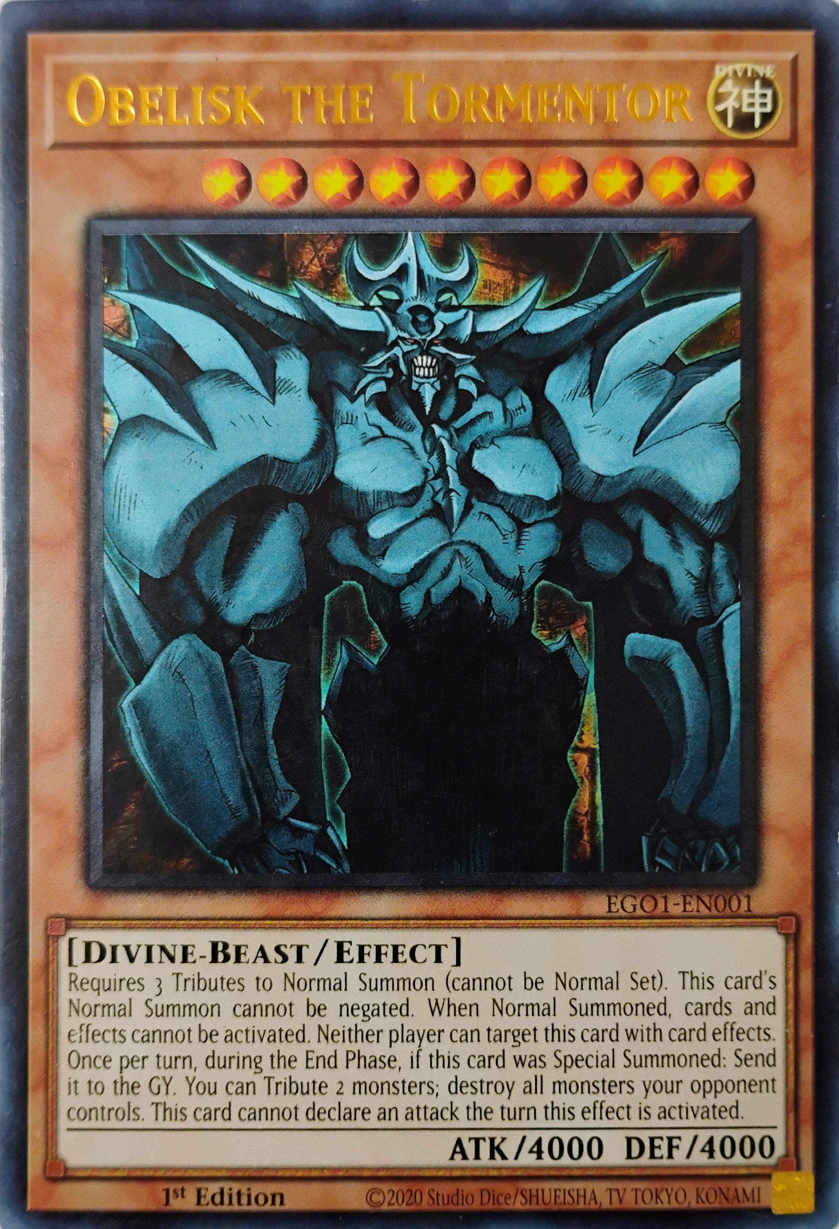 Yugioh! Obelisk The Tormentor Eg01-en001 Ultra Rare