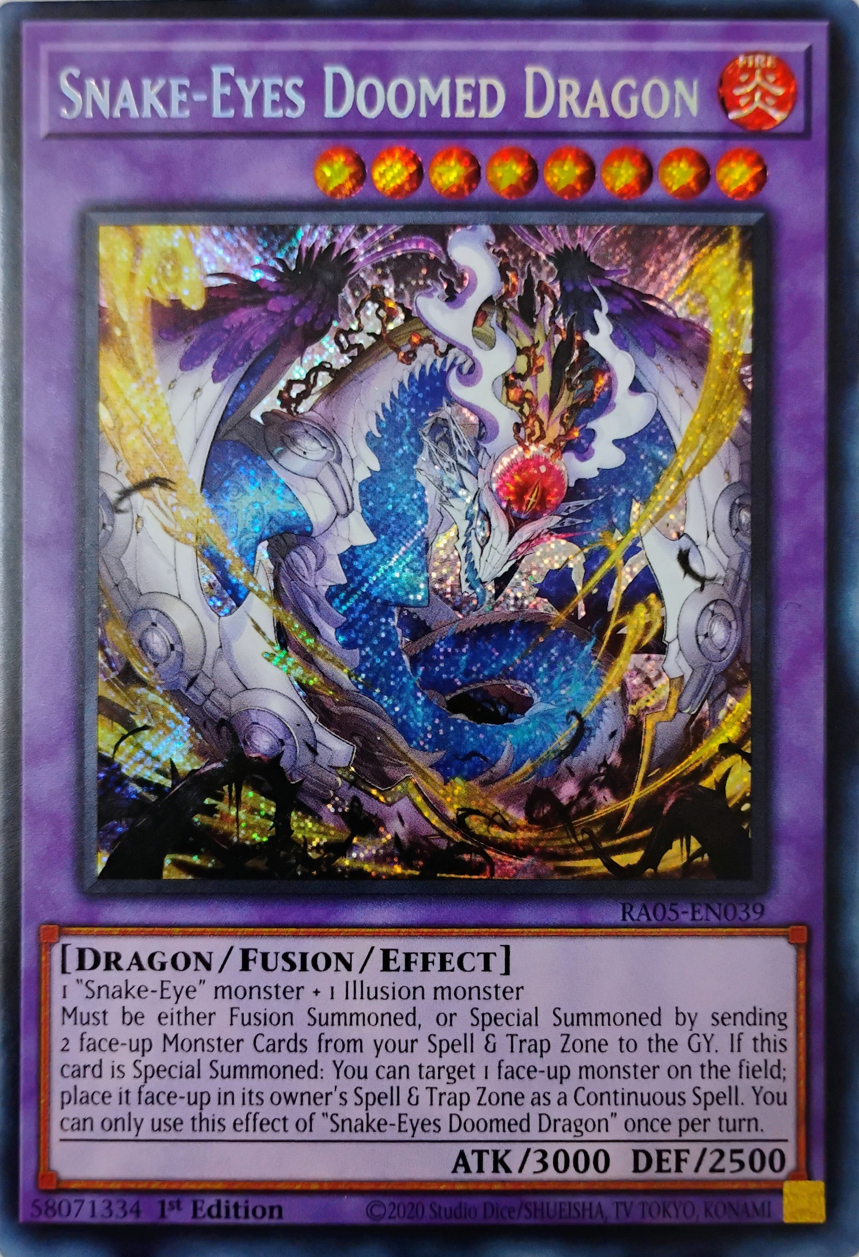 Yugioh! Snake-Eyes Doomed Dragon Ra05-en039 1st edition Secreta