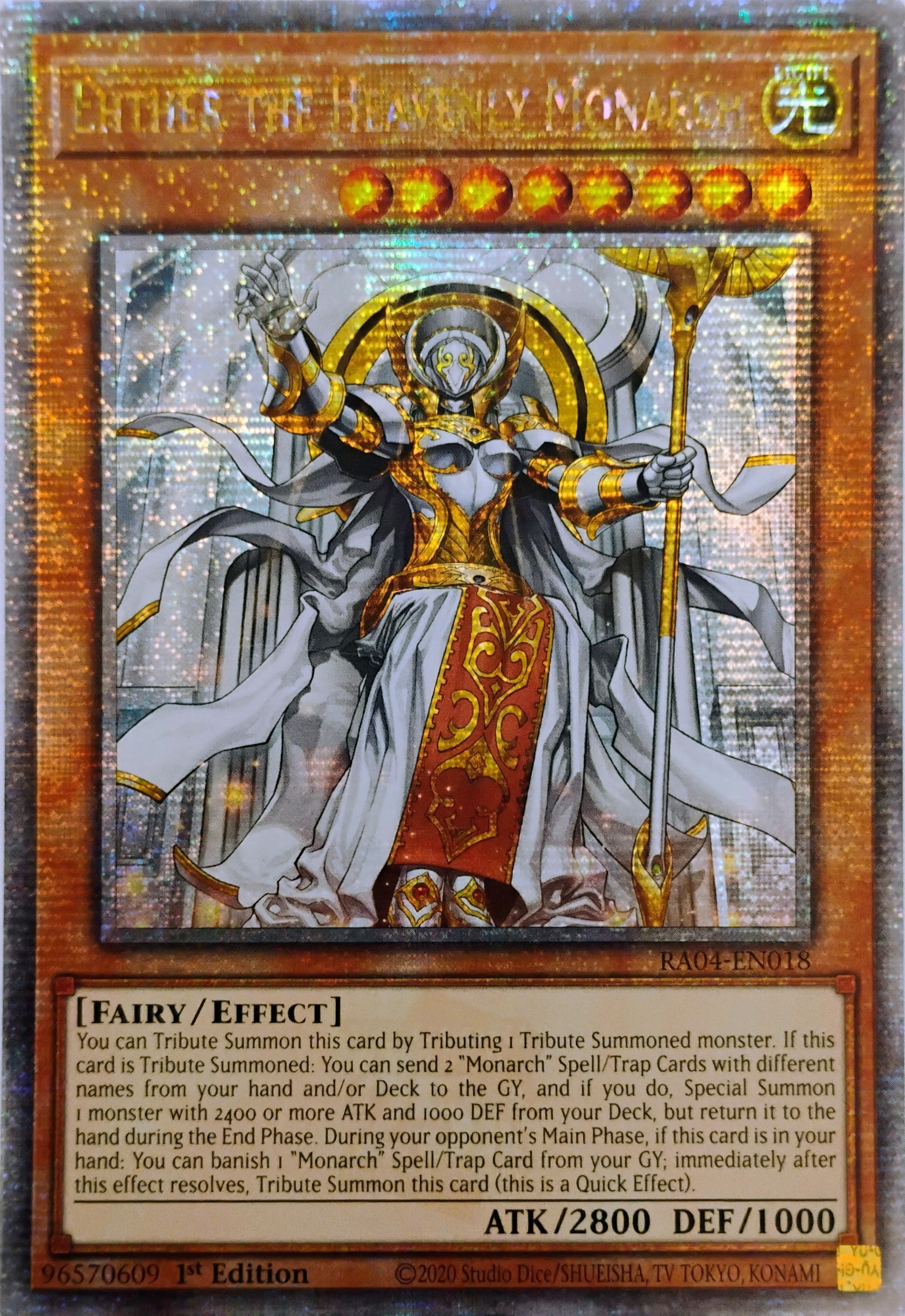 Yugioh! Ehther The Heavenly Monarch Ra04-en018 1st edition Quarter Century