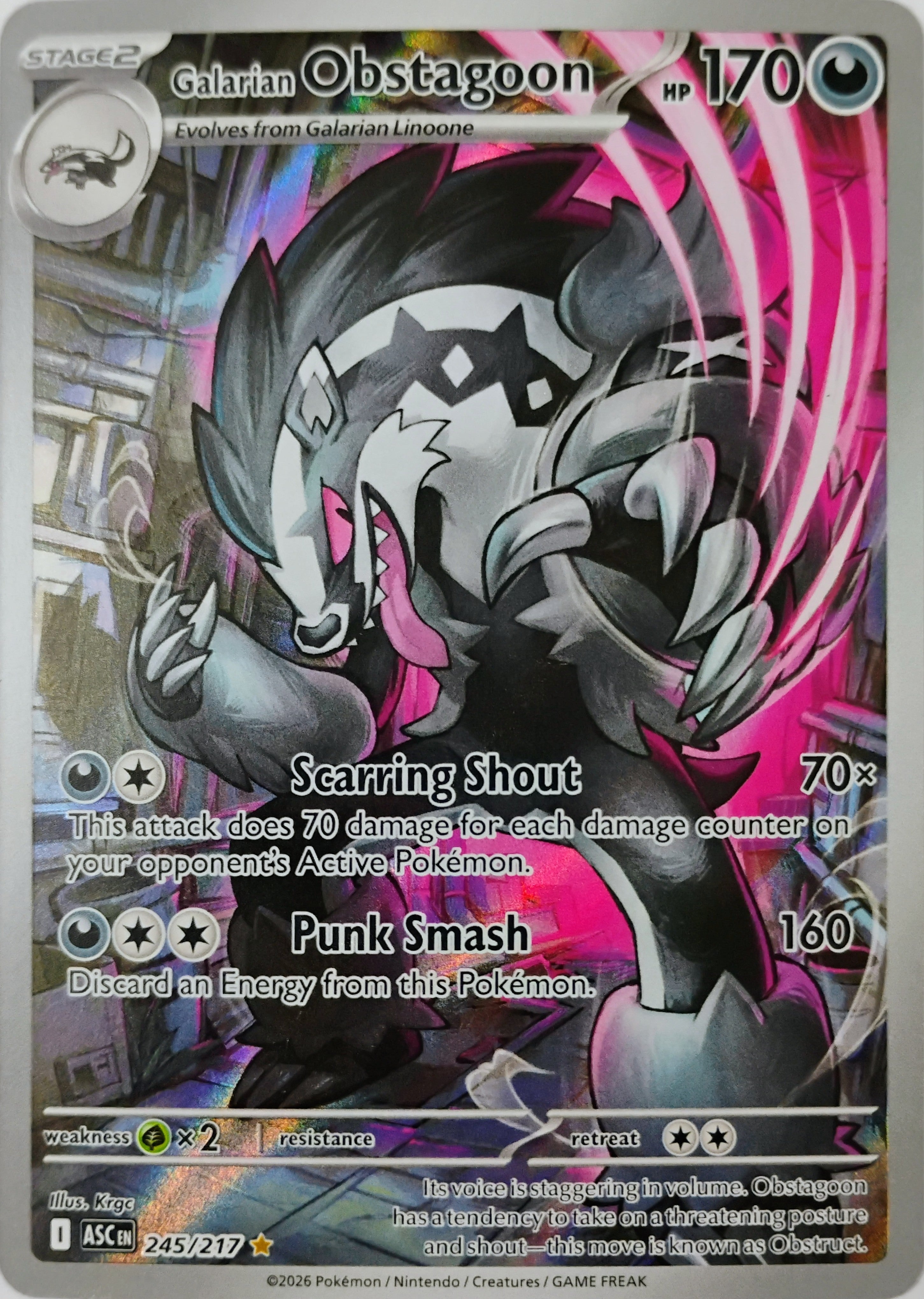 Pokémon tcg Galarian Obstagoon 245/217