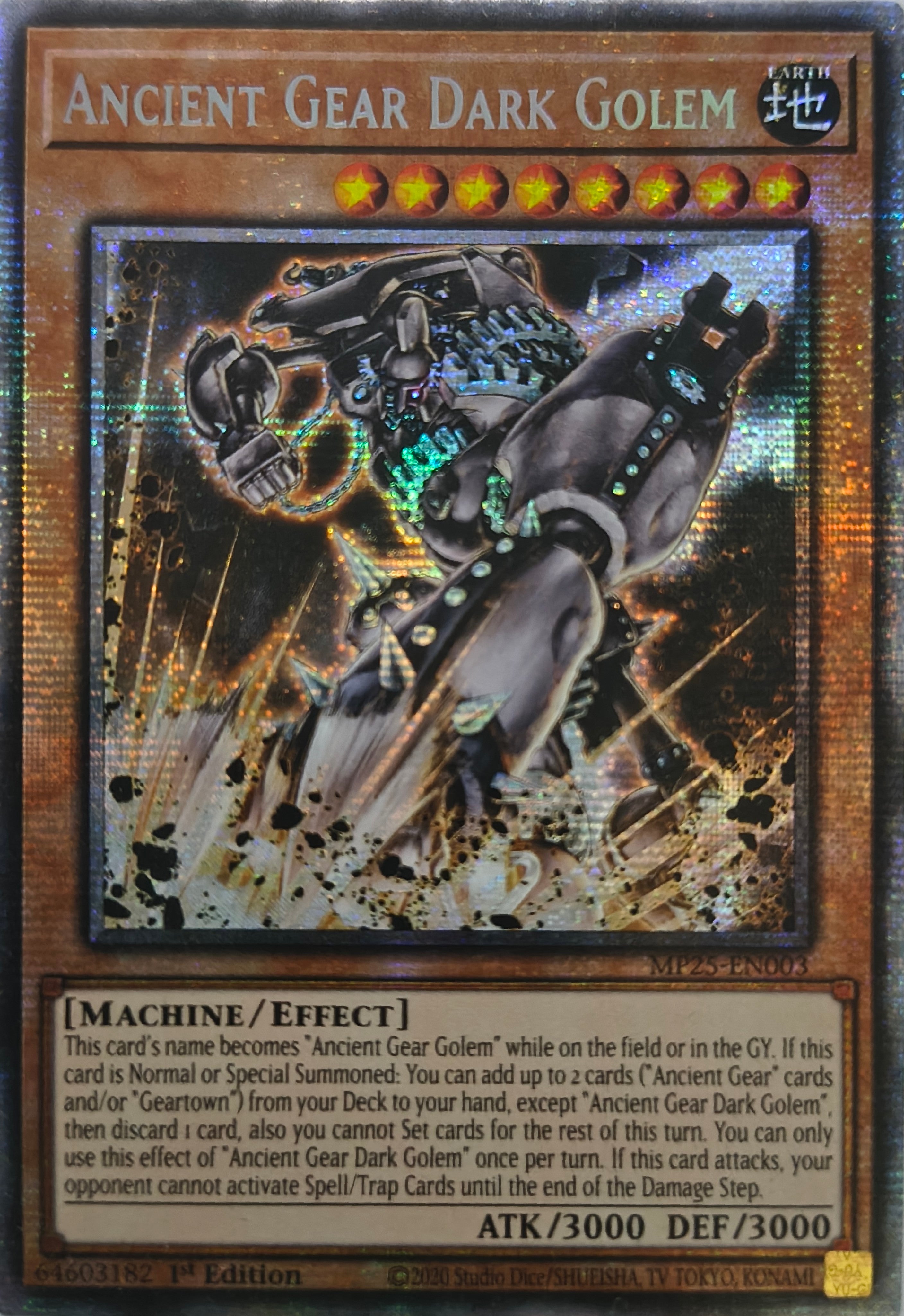 Yugioh! Ancient Gear Dark Golem Mp25-en003 1st Edition Starlight Rare