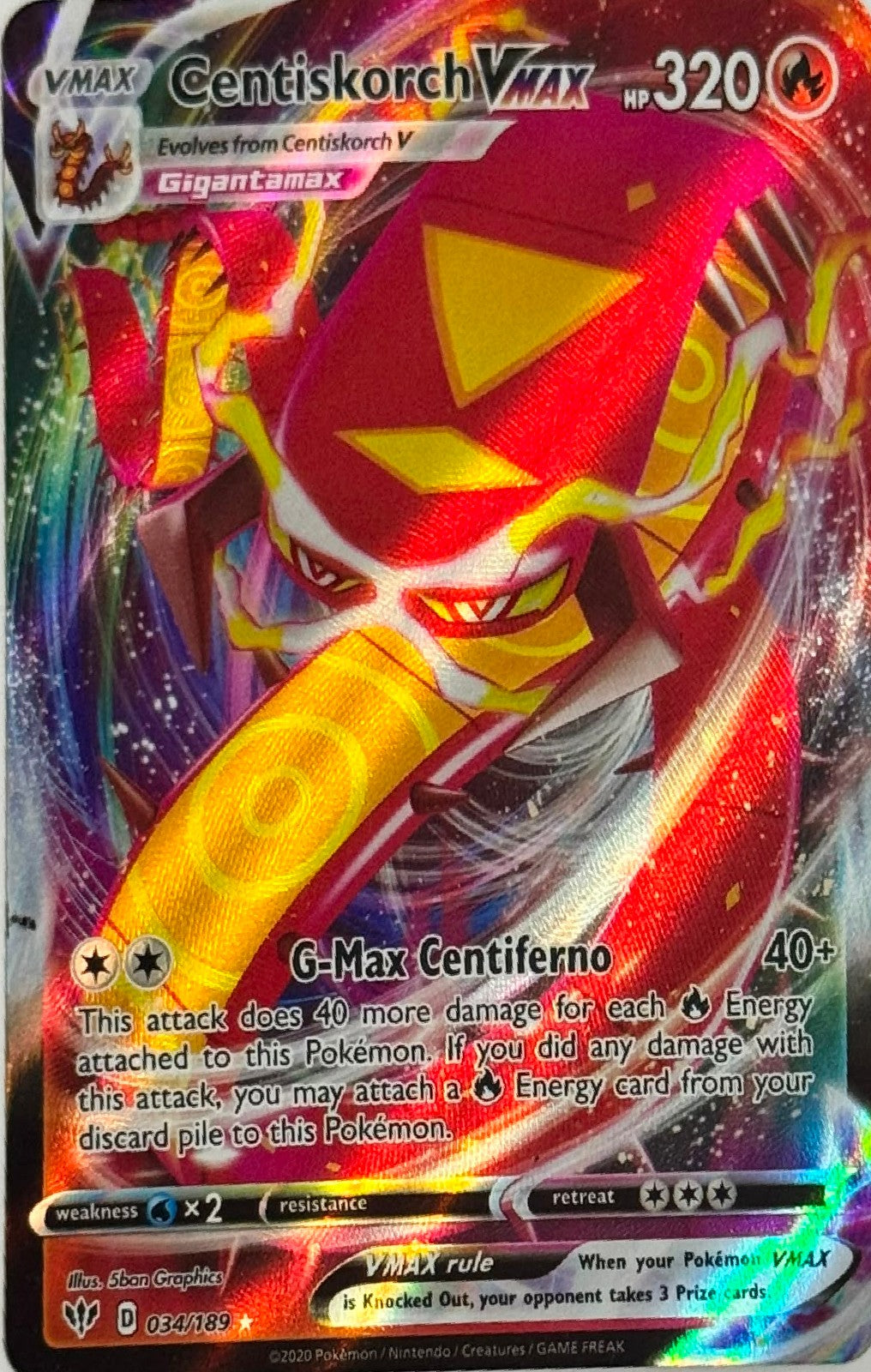 Pokémon Tcg Centiskorch VMax 034/189