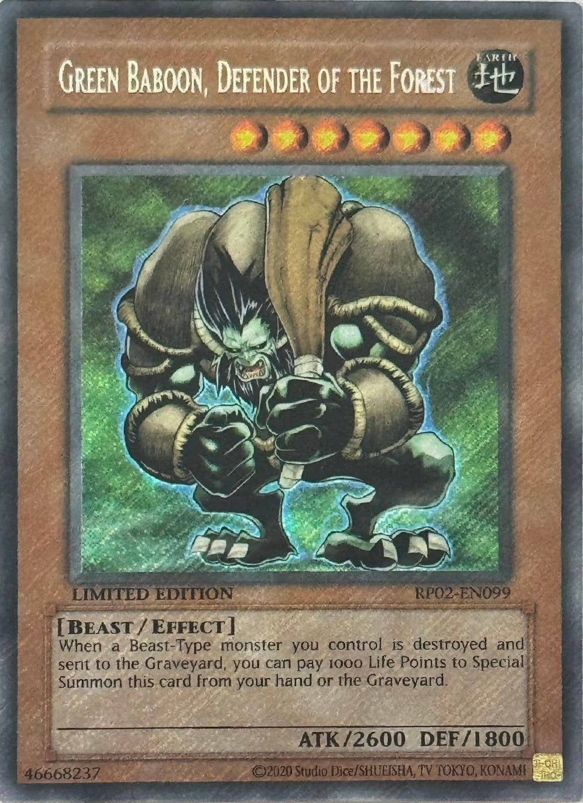 Yugioh! Creen Badoon Defender Of The Forest RP02-EN099 Secret