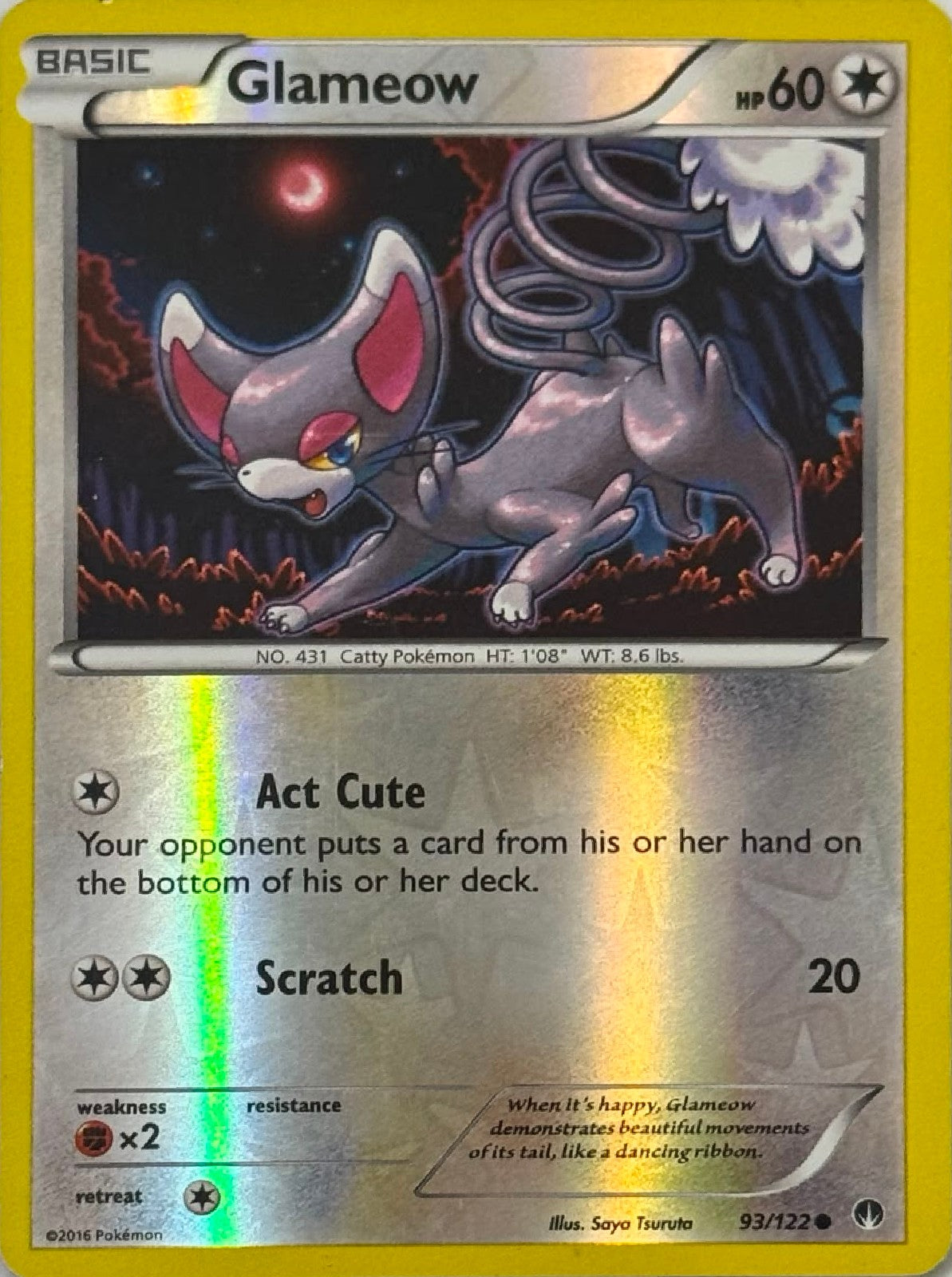 Pokémon Tcg Glameow 93/122 Reverse