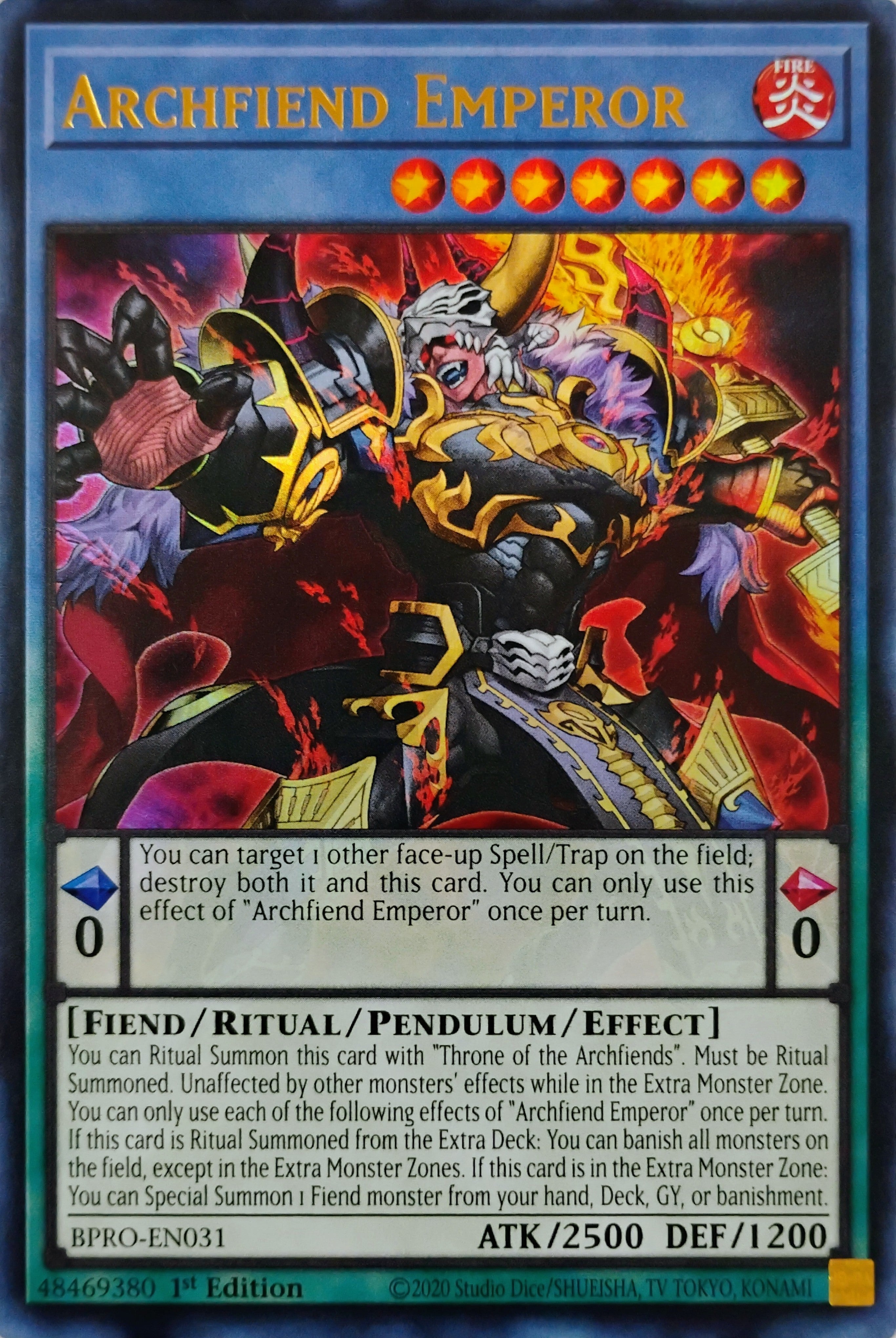 Yugioh! Archfiend Emperor Bpro-en031 Ultra Rare