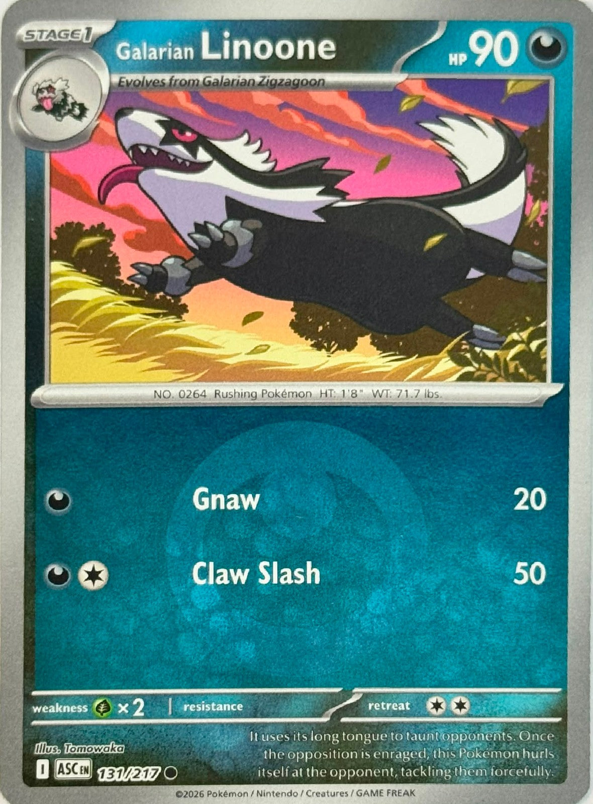 Pokémon Tcg Galarian Linoone 131/217 (Energy Símbol)