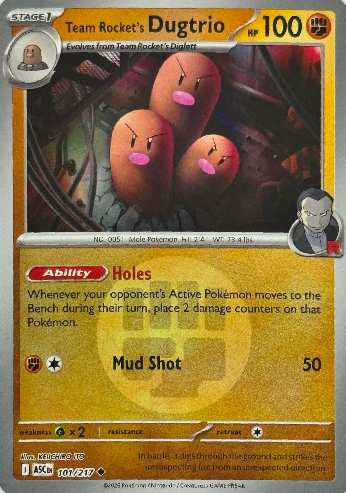 Pokémon Tcg Team Rocket's Dugtrio 101/217 (Energy Símbol)