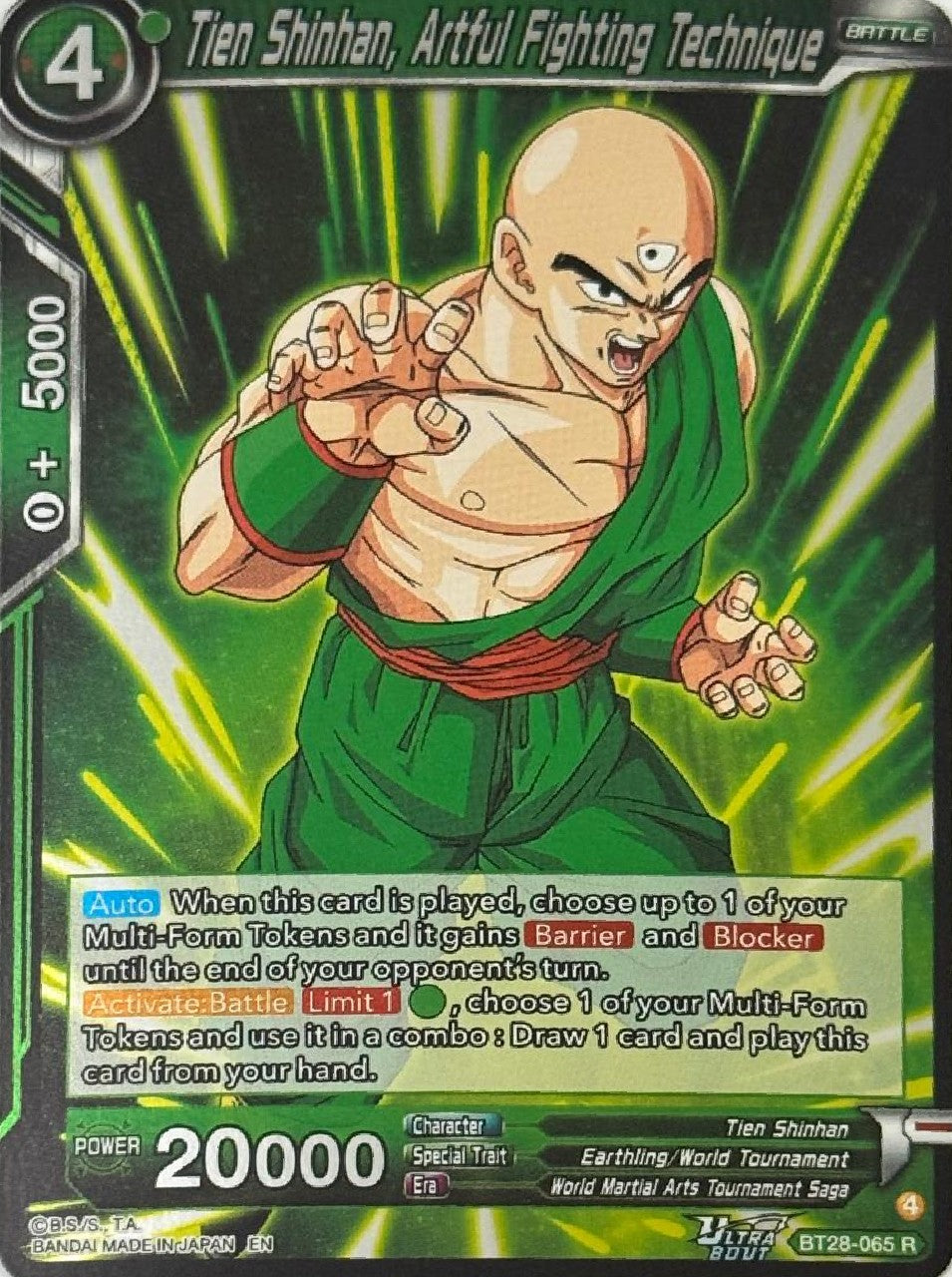 Dragón Ball Tcg Tien Shinhan Artufl Fighting Technique BT28-065 Foil