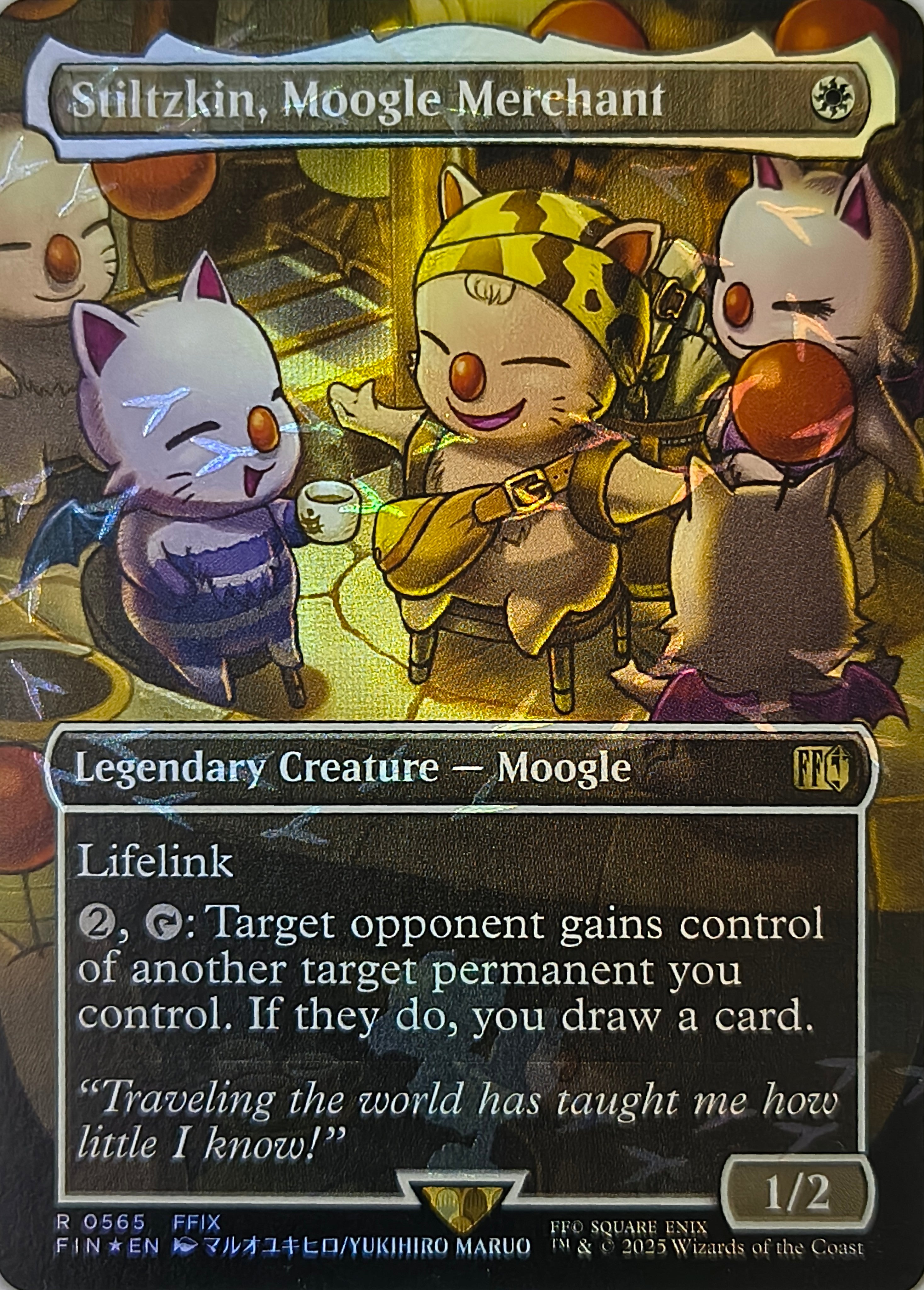 Magic tcg Stiltzkin Moogle Merchant 0565 (Chocobo Foil) (Borderless)