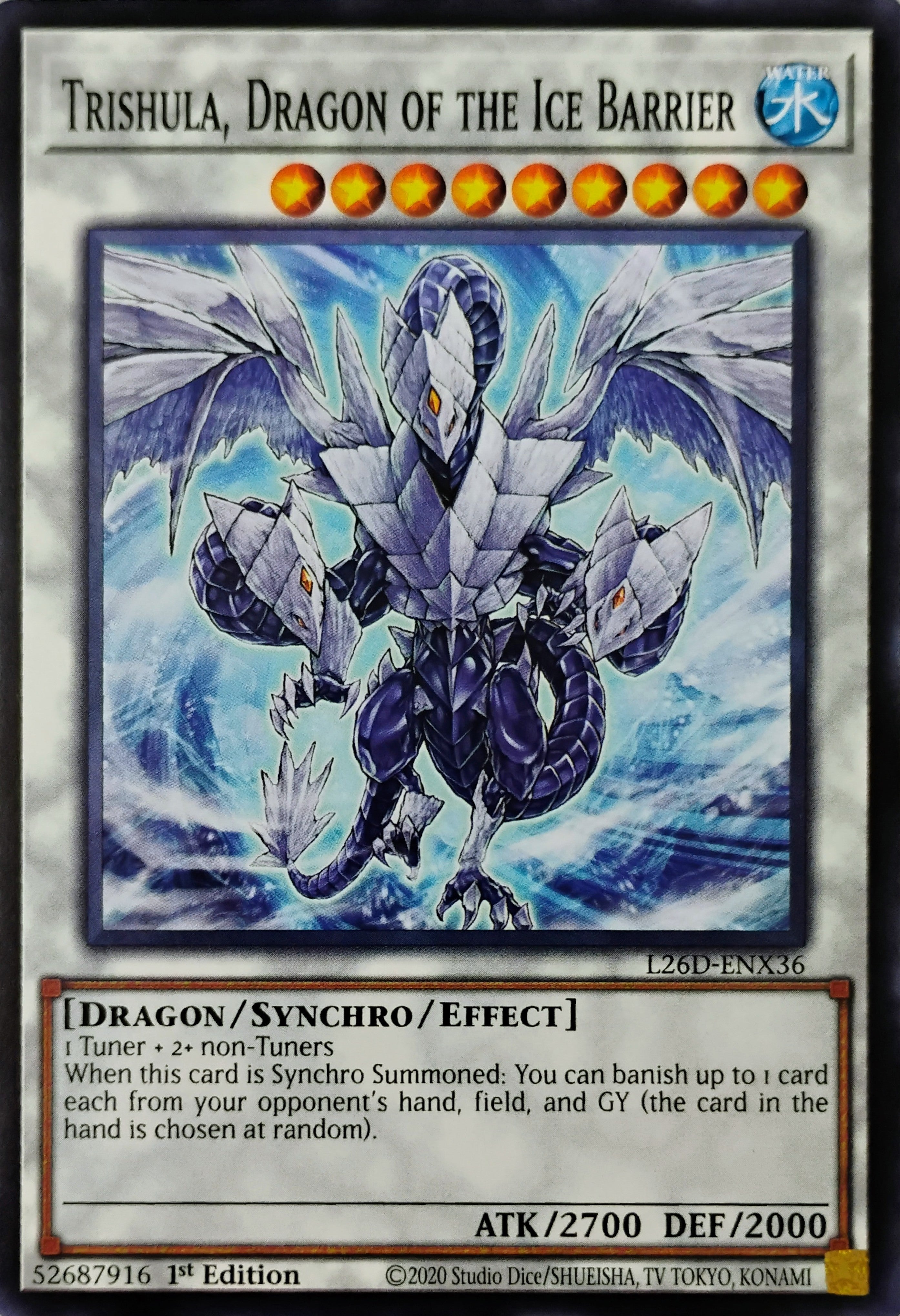 Yugioh! Trishula, Dragon Of The Ice Barrier L26D-ENX36 1st edition