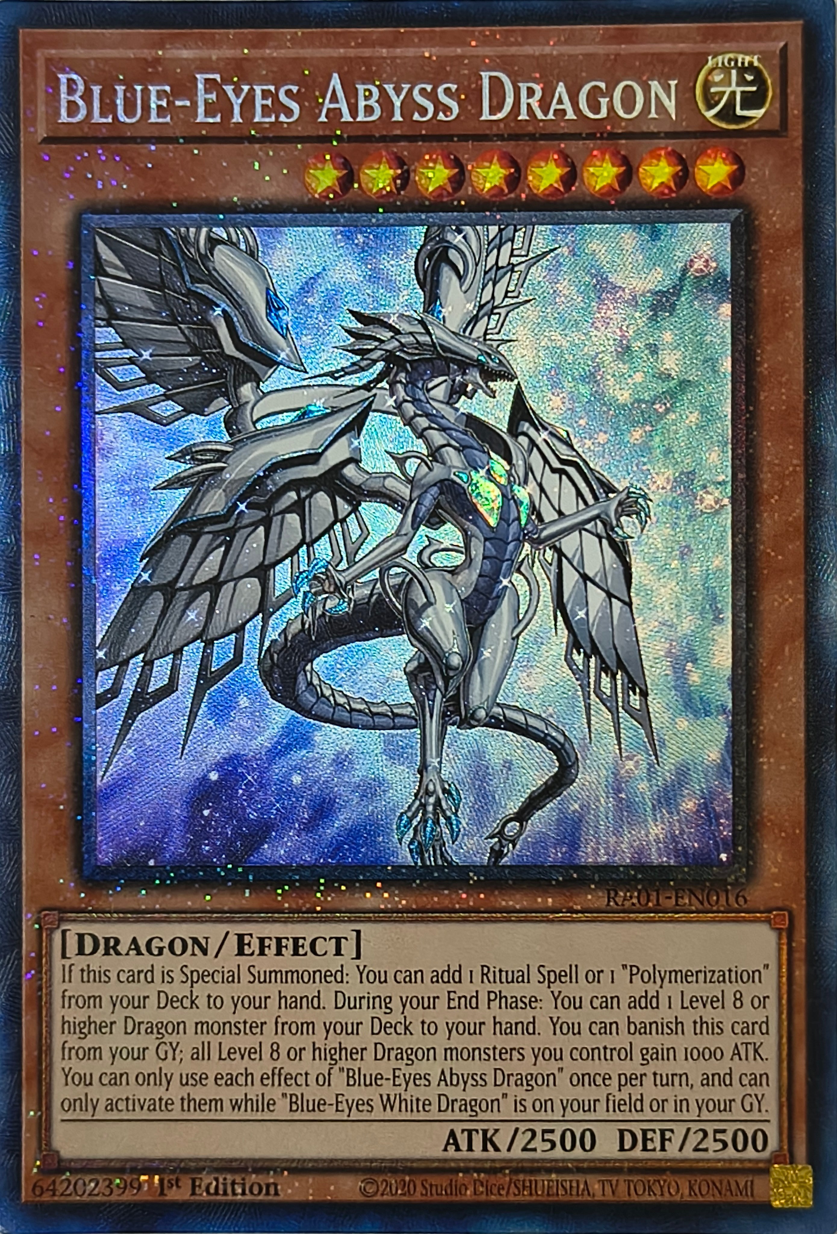 Yugioh! Blue-Eyes Abyss Dragon Ra01-En016 1st Edition Collector rare