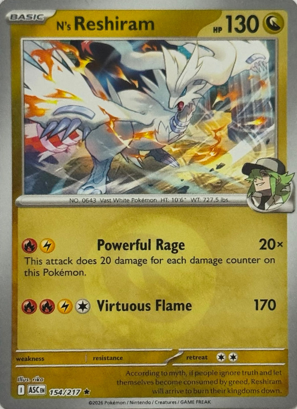 Pokémon Tcg N's Reshiram 154/217 (Energy Símbol)