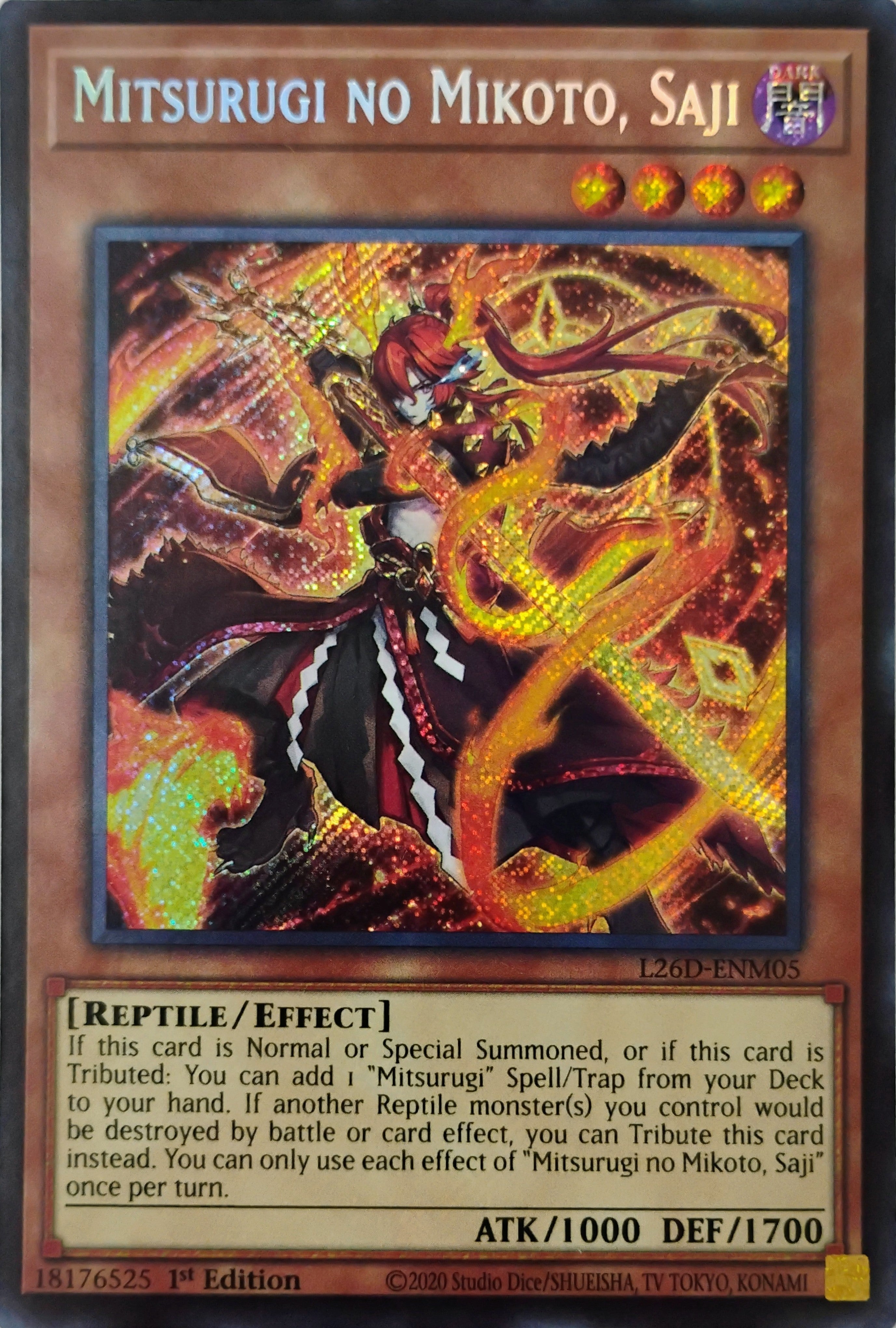Yugioh! Mitsurugi No Mikoto, Saji L26D-Enm05 secreta