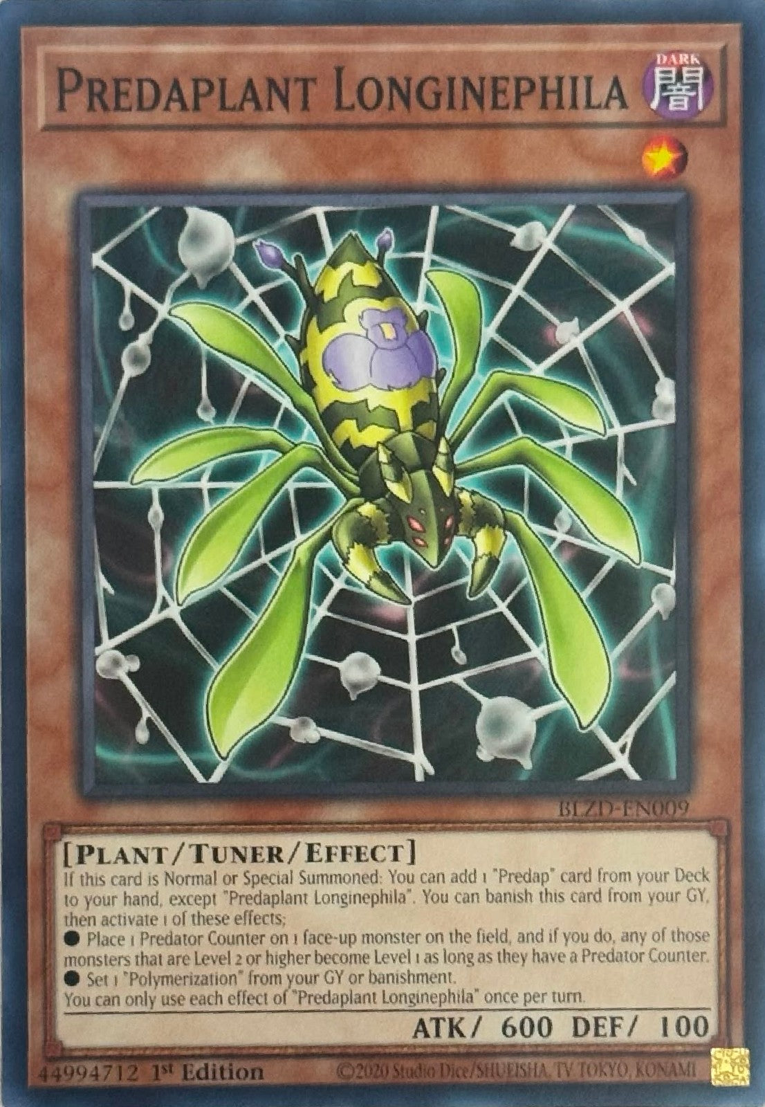 Yugioh! Predaplant Longinephila BLZD-EN009 1st Edition