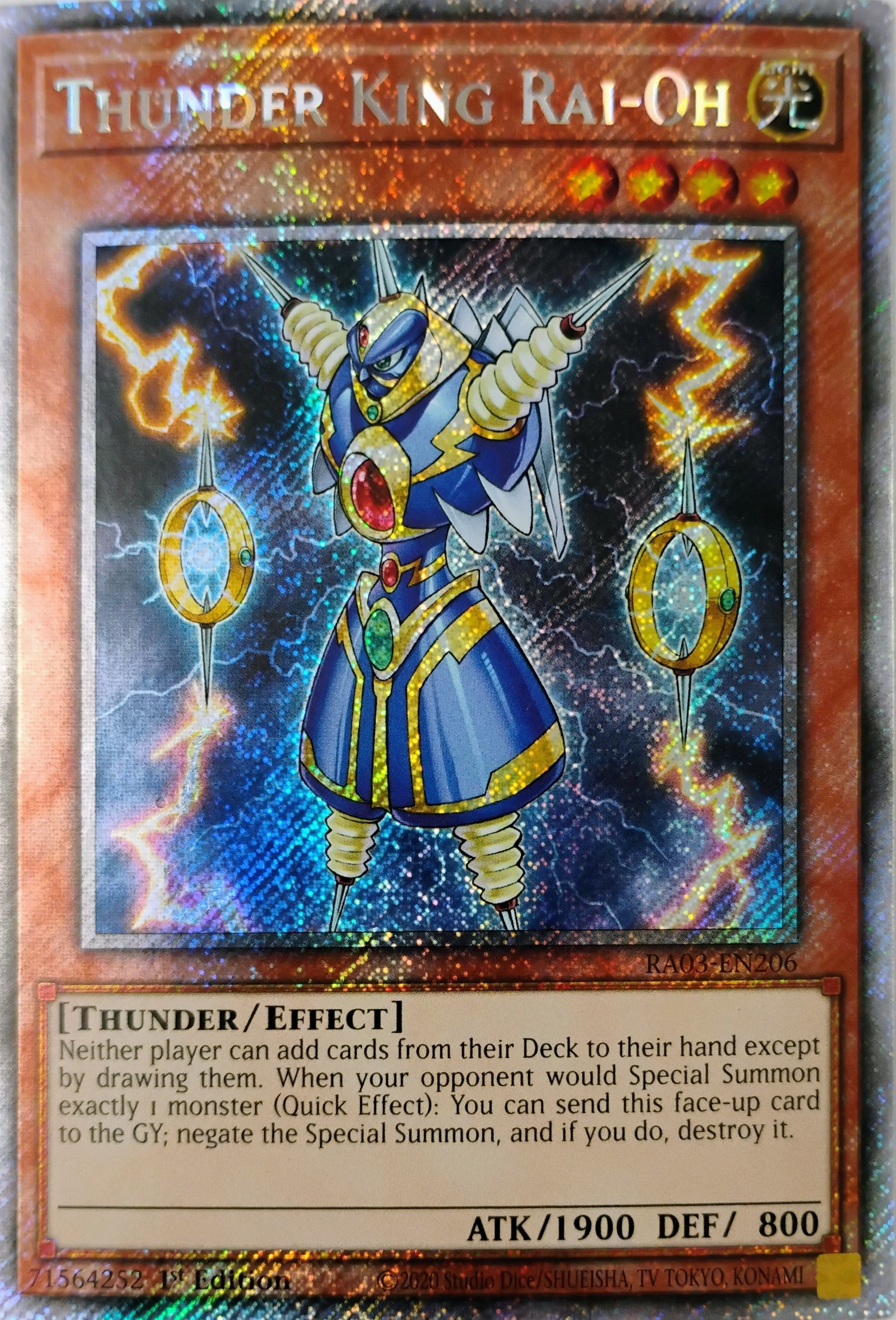 Yugioh! Thunder King Rai-Oh Ra03-en205 Platinum