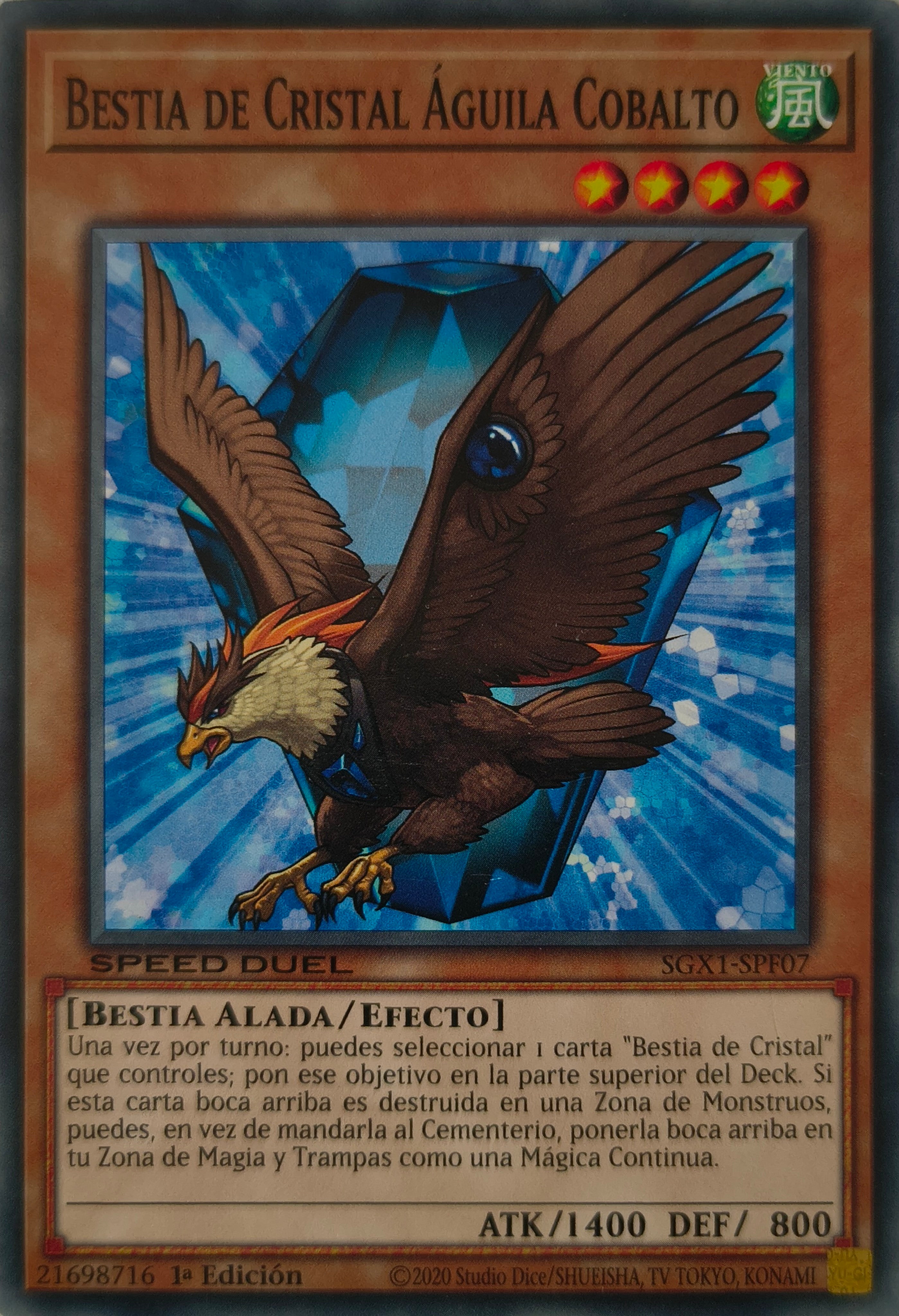 Yugioh! Bestia De Cristal Aguila Cobalto Sgx1-Spf07 Speed Duel 1st Edition