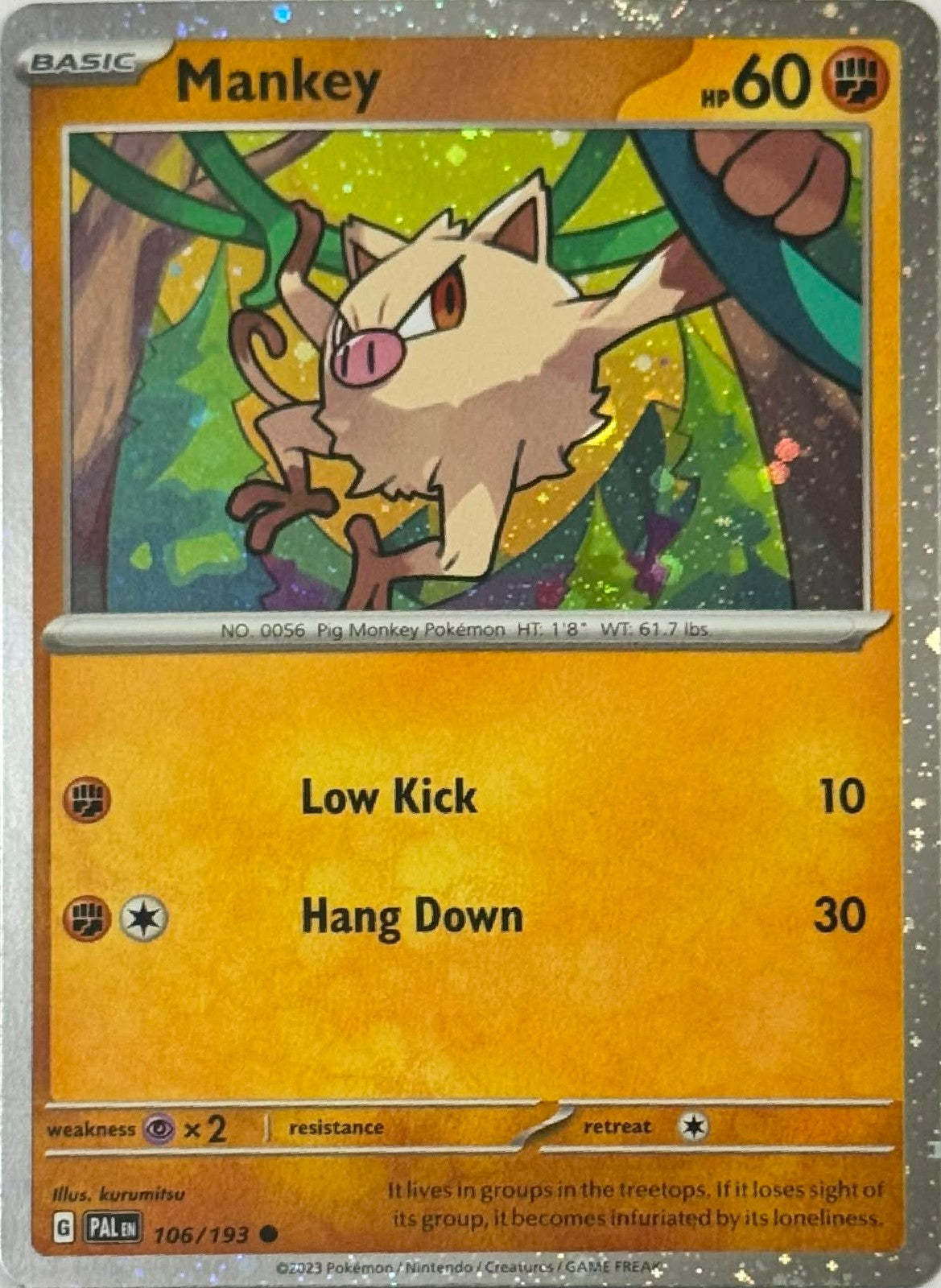 Pokémon Tcg Mankey 106/193 Holo Cosmo