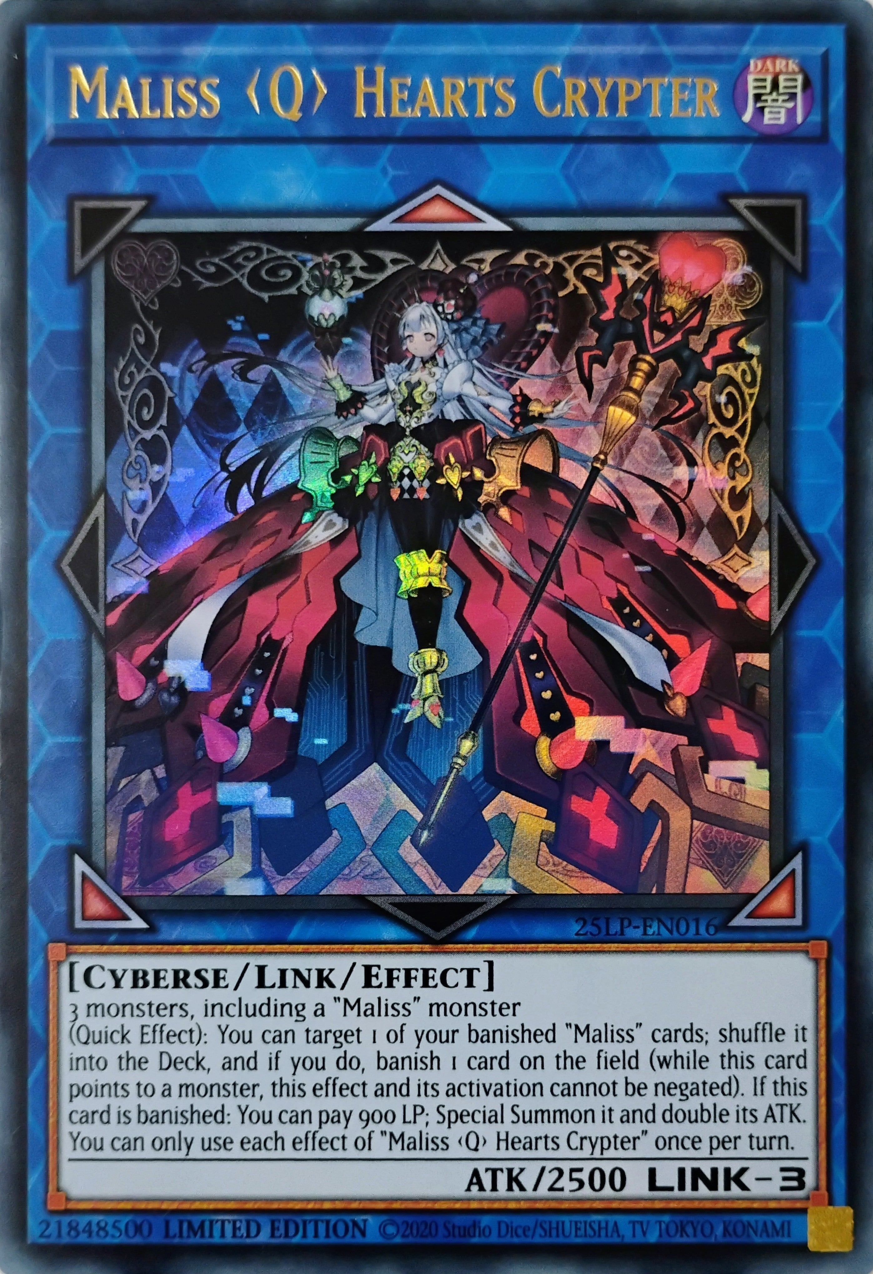 Yugioh! Maliss <Q> Hearts Crypter 25Lp-en016 Limited Edition Ultra Rare